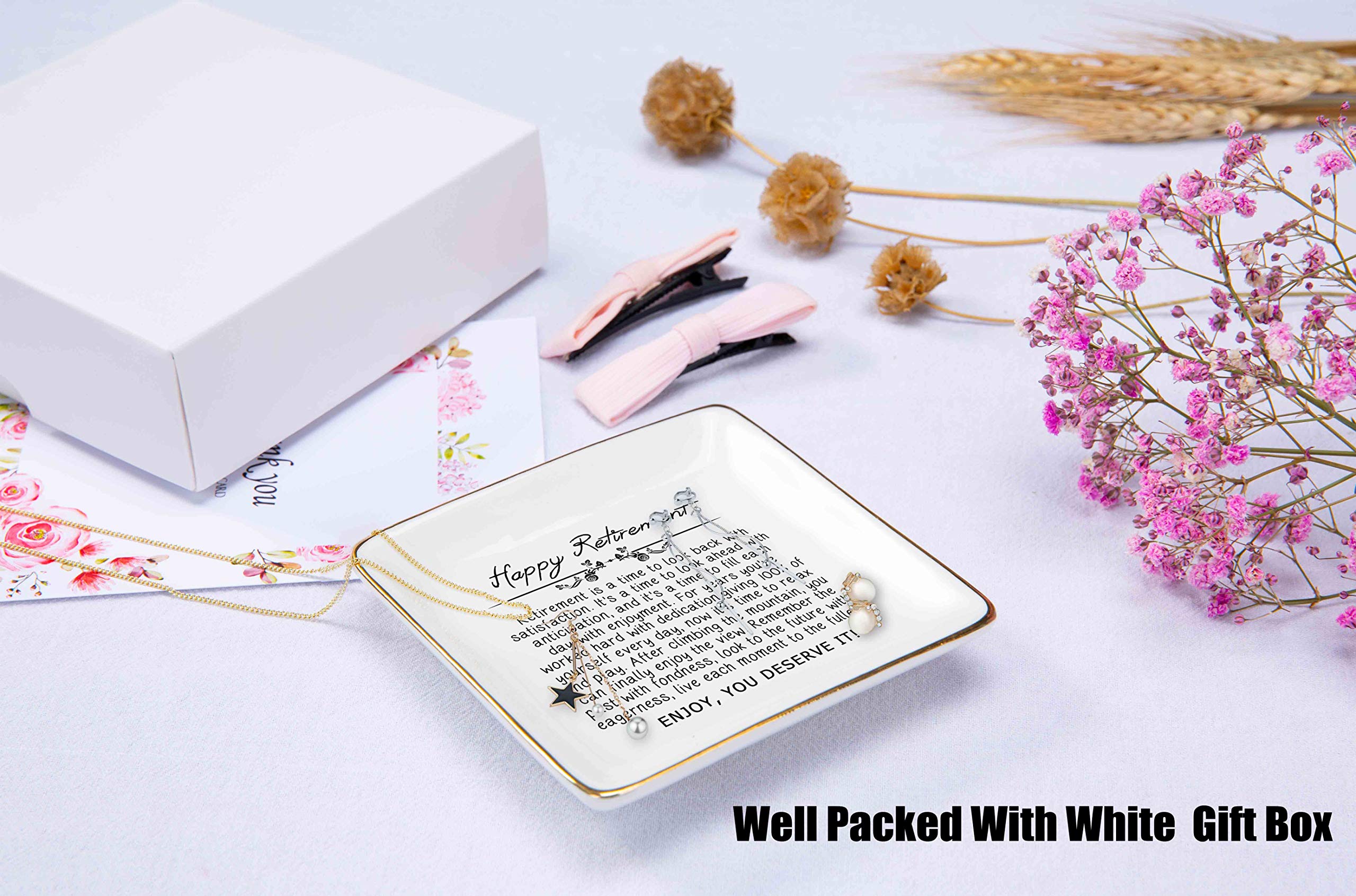 Elegant Jewelry Holder Ring Dish - Retirement Gift for Women, Mom, Boss, Co-workers, Teachers, Nurse, Friends, Wife & Sister - Perfect for Displaying Rings, Earrings & Trinkets - Retirement Appreciation & Celebration Gift
