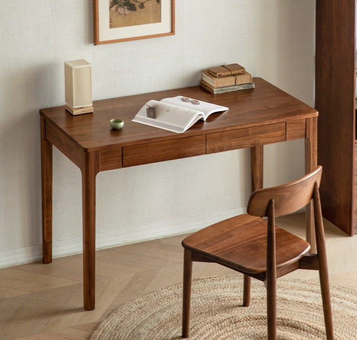 Premium Black Walnut Solid Wood Office Desk - Handcrafted Executive Workstation for Home & Business | Durable Writing Table for Study, Remote Work & Professional Workspaces