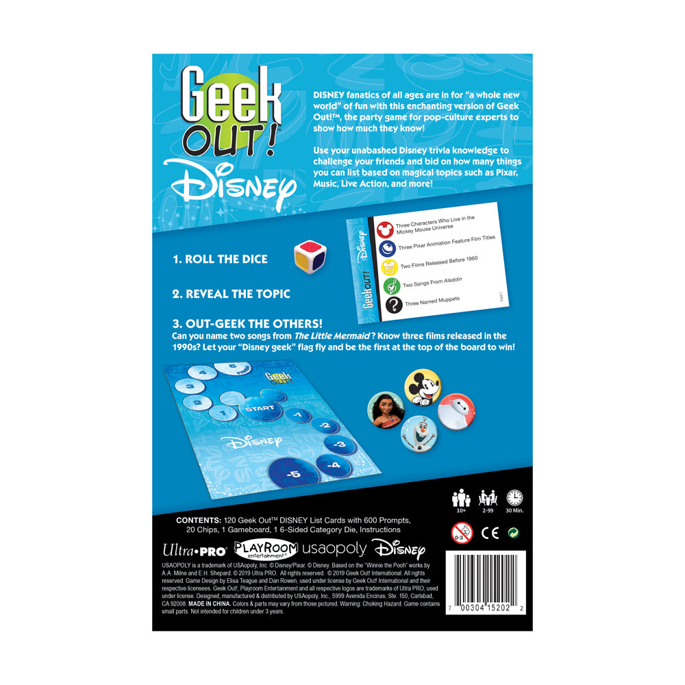 Disney Geek Out! Trivia Board Game - Family Party Game for Disney Fans, Kids & Adults - Perfect for Game Nights, Birthday Parties & Disney Themed Events