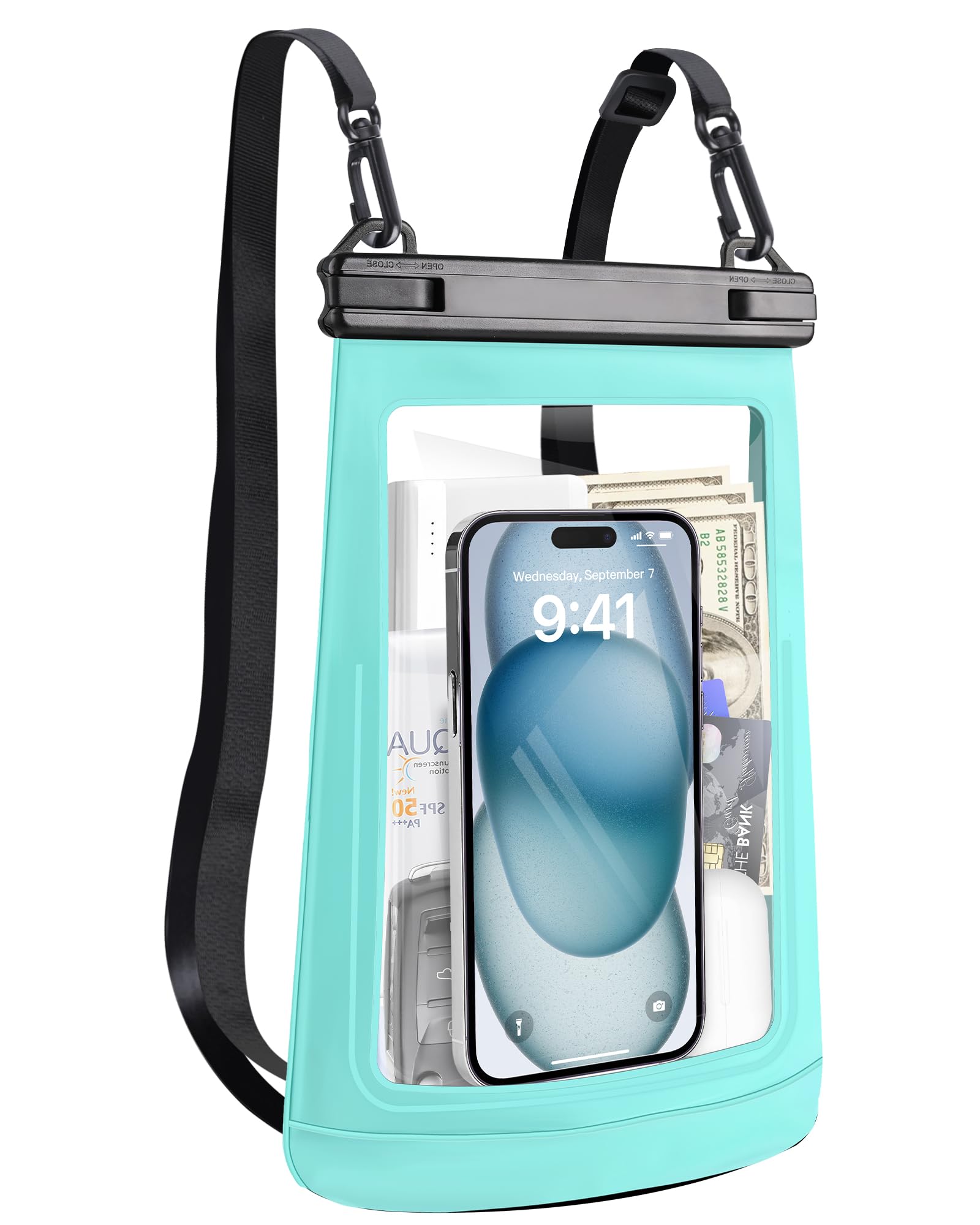 2L Waterproof Phone Pouch for iPhone 16 15 14 11 Pro Max & Galaxy S24 S21 - Floating Dry Bag with Large Capacity for Phone, Keys, Sunscreen & Sunglasses - Oversized Waterproof Case for Beach, Swimming, Kayaking, Boating & Water Sports