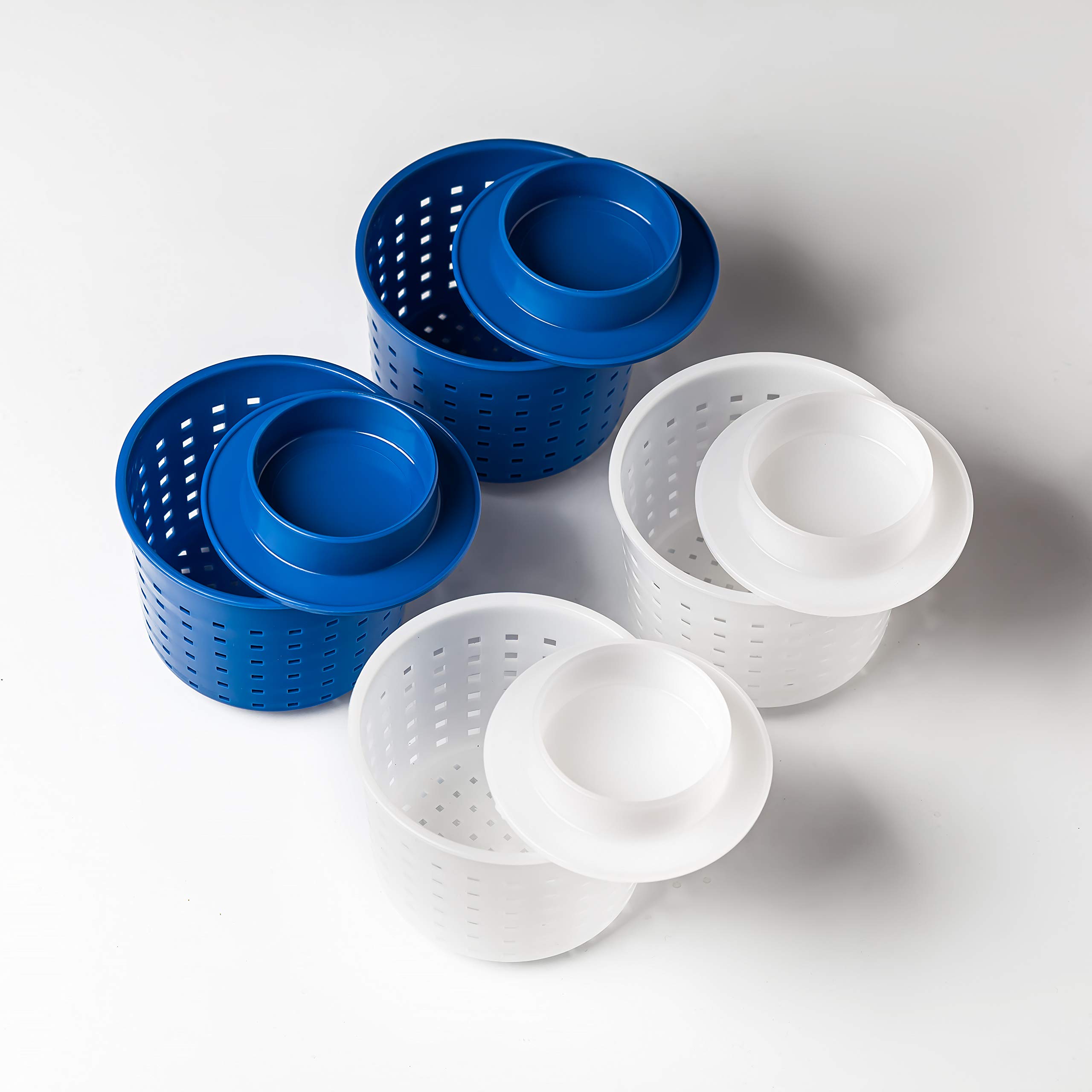Premium Cheese Making Kit - 4-Piece Cheese Molds with Press Follower & Cheese Press (0.55 lbs, Blue & White) - Perfect for Homemade Cheddar, Mozzarella & Artisan Cheesemaking at Home