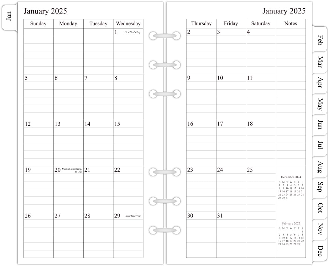 Newestor 2025 Monthly Planner Refill 3.75
