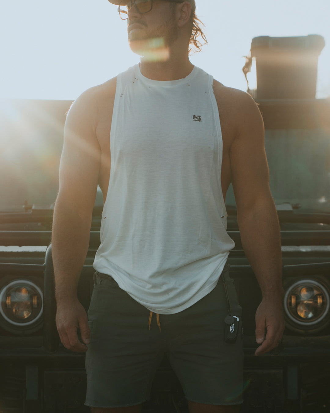 Distressed White Moto Brother Tank Top - Trendy Vintage Style for Casual Wear, Street Fashion & Summer Outfits