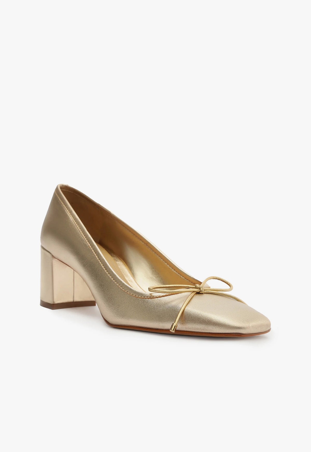 Arissa Women's Block Heel Metallic Leather Pumps - Elegant Pointed Toe High Heels for Work, Party & Evening Events