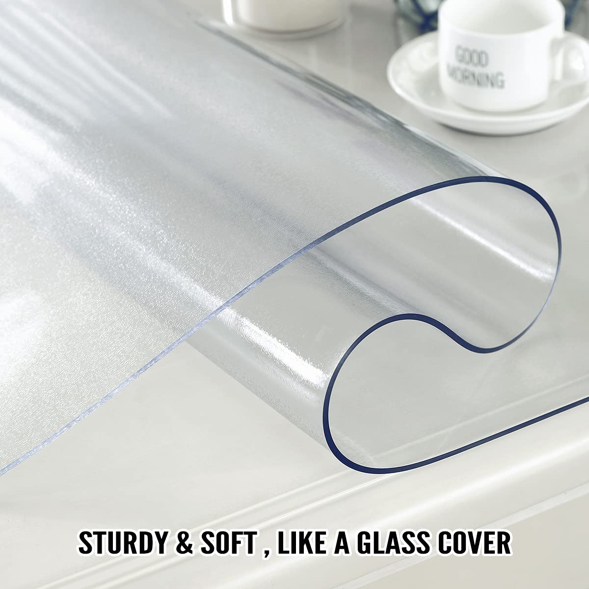Royhom 2mm Thick Frosted Plastic Table Cover Protector - 60 x 36 Inch Waterproof & Oil-Proof Dining Table Protector for Kitchen, Restaurant, and Home Use