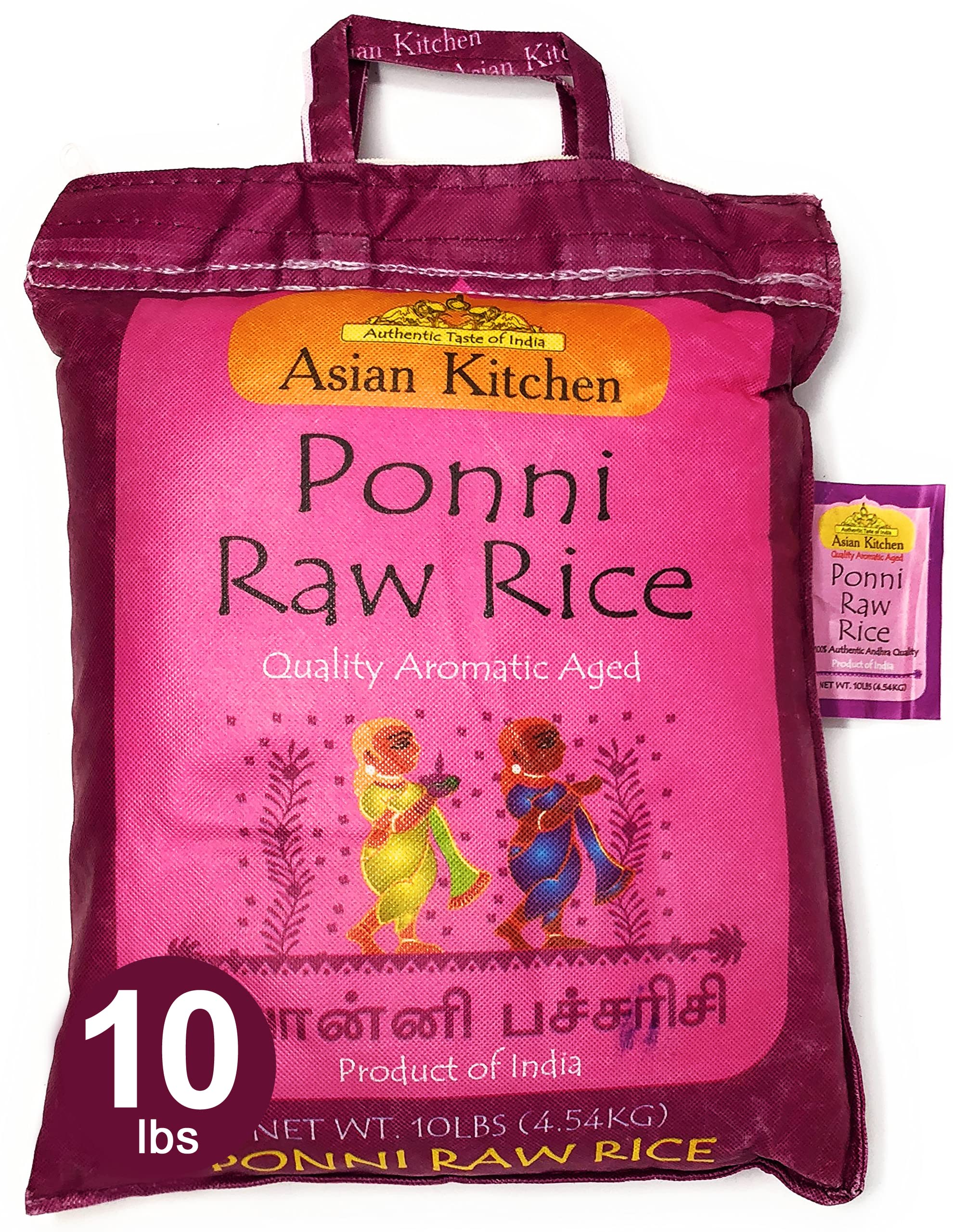 Premium Ponni Raw Rice 10-Pound Bag (4.54kg) - All Natural Short Grain Rice | Gluten-Free | Vegan | Indian Origin | Export Quality | Perfect for Biryani, Sushi & Asian Cooking