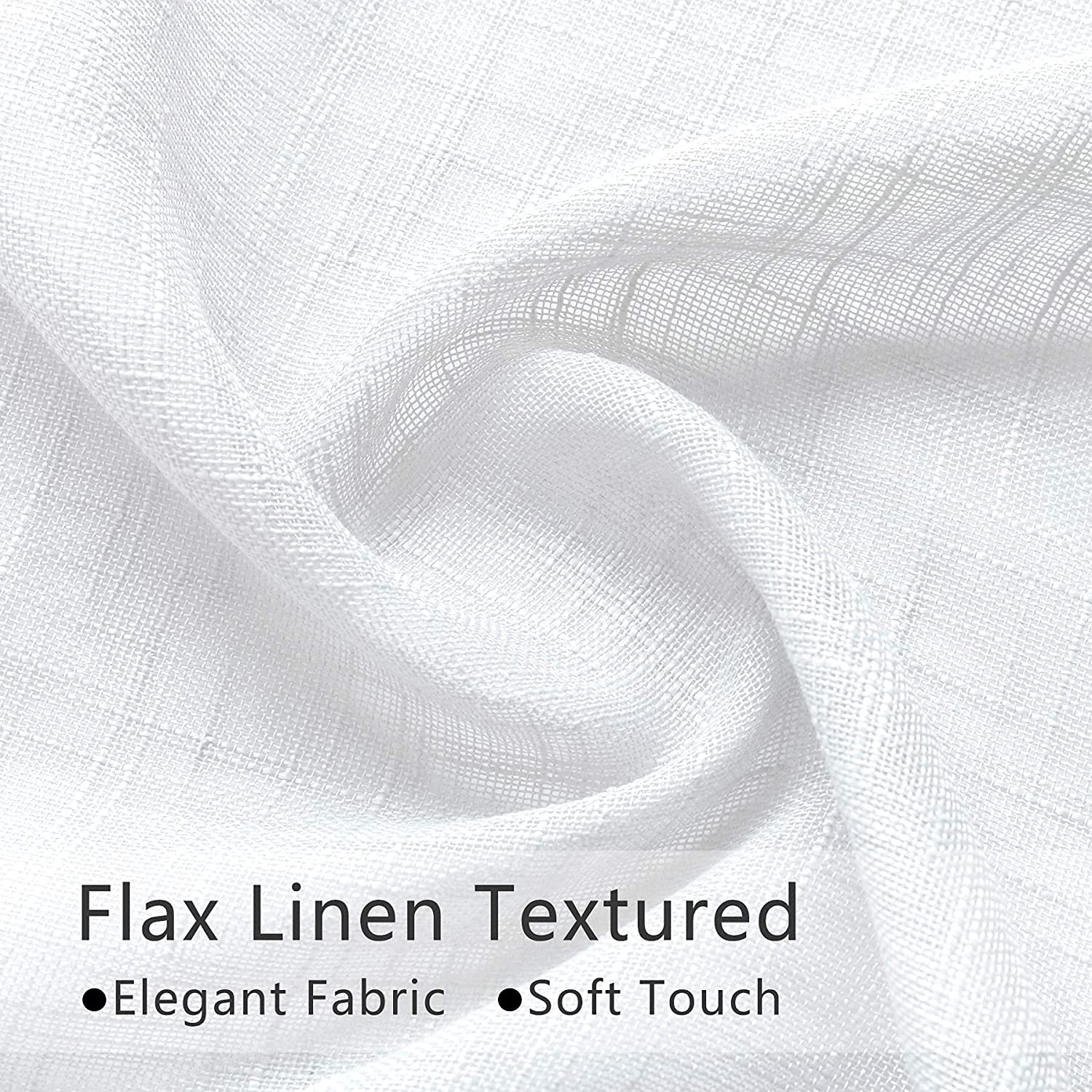 XTMYI White Kitchen Curtains 24 Inch - Set of 2 Linen Textured Semi-Sheer Panels, Boho Farmhouse Cafe Curtain Tiers for Small Windows - Perfect for Kitchen, Bathroom, Basement, RV & Camper Decor