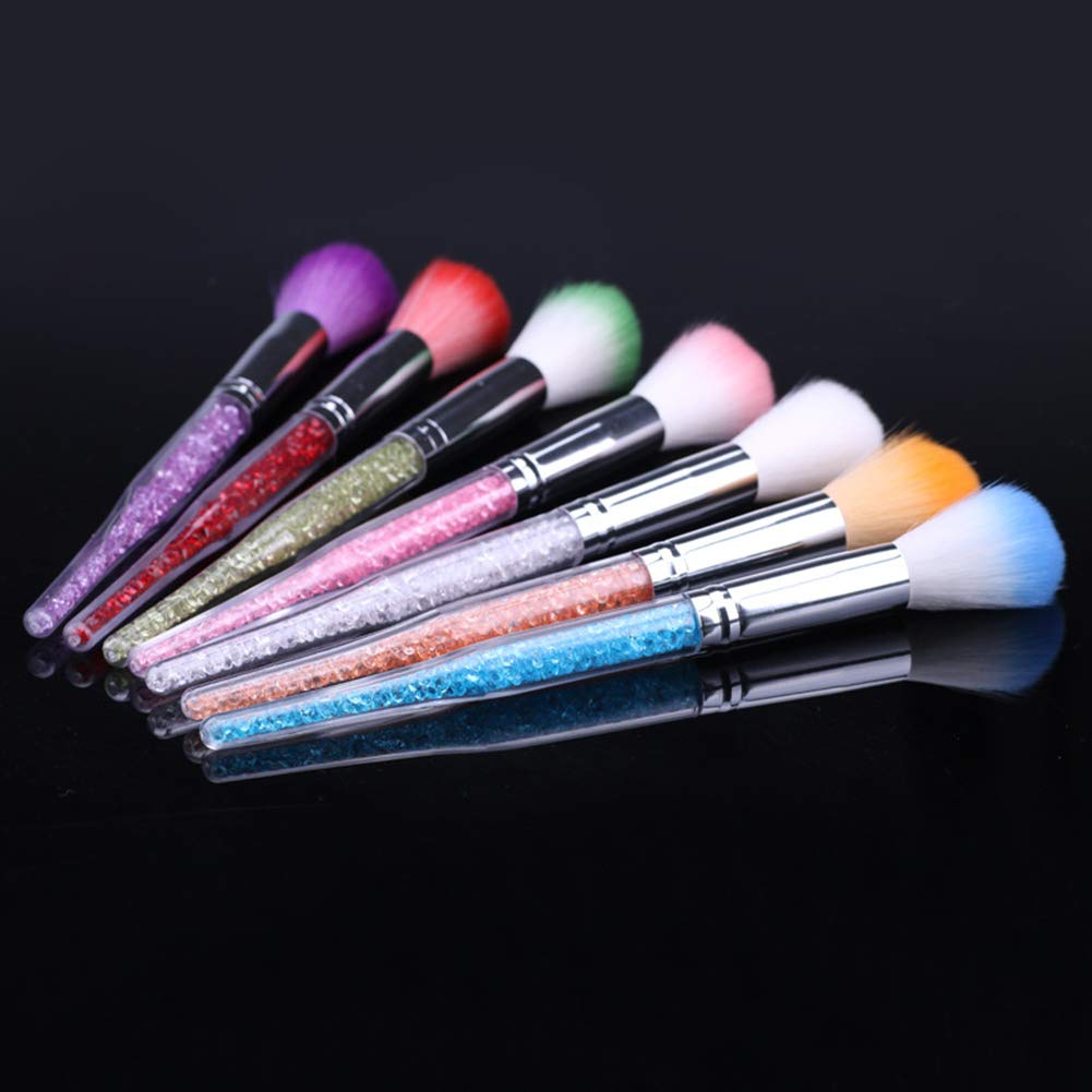 Glitter Rhinestones Handle Nylon Hair Brush for Dust Cleaning - Acrylic UV Gel Nail Art White Brush - Perfect for Salon, Nail Art, Makeup & Home Use