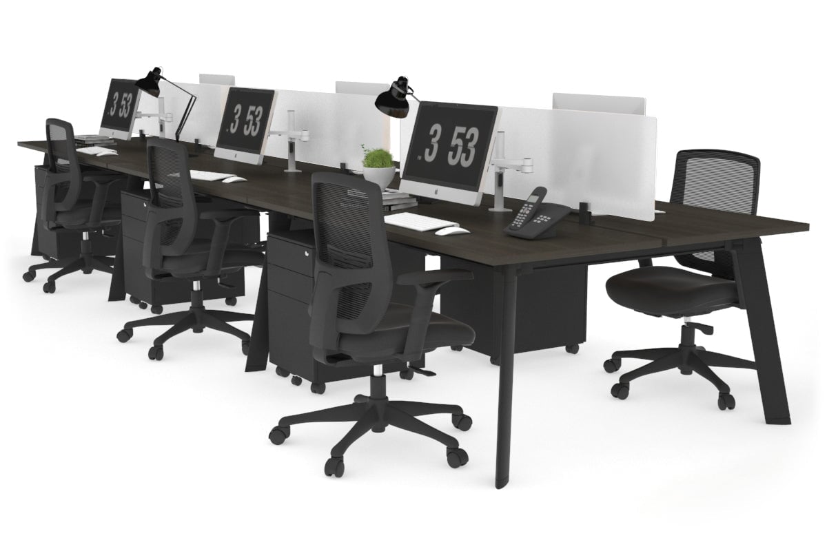 6-Person Workstation with Black Frame - 1400L x 700W Office Desk for Team Collaboration & Open Workspaces
