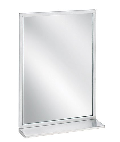 Bradley 7805-1836 18x36 Inch Bathroom Wall Mirror with Shelf - Modern Angle Frame Design for Vanity, Makeup & Home Decor
