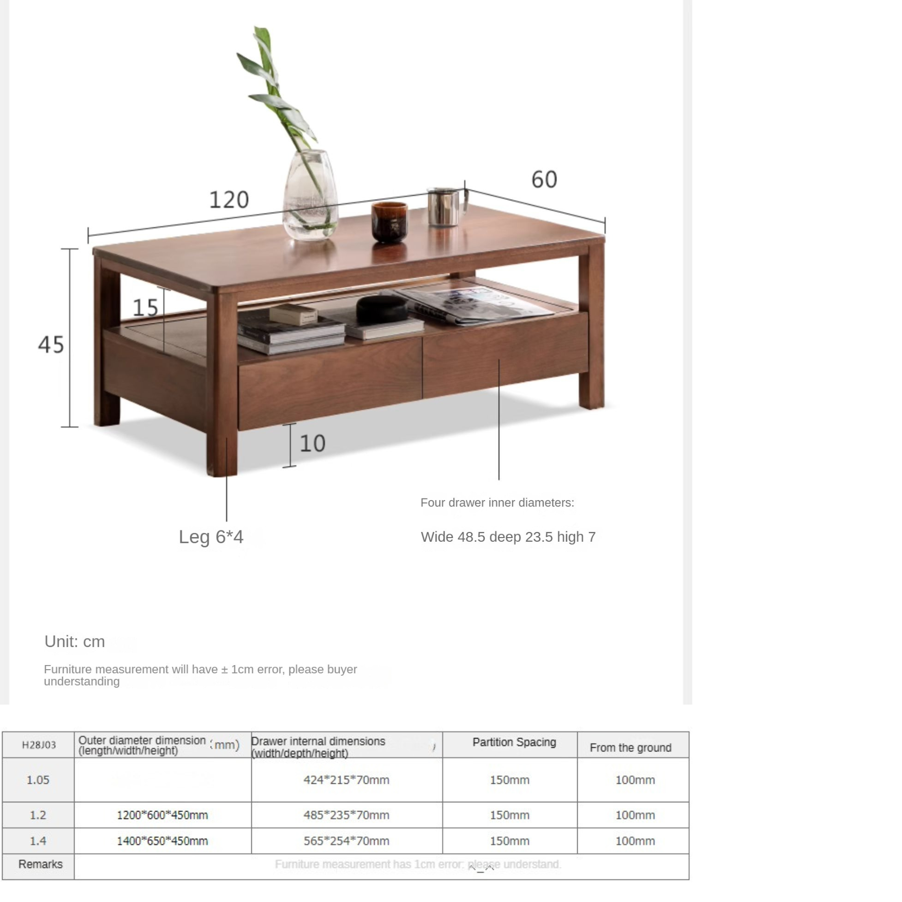 Solid Oak Wood Modern Minimalist Coffee Table - Scandinavian Style Living Room Furniture for Home Decor