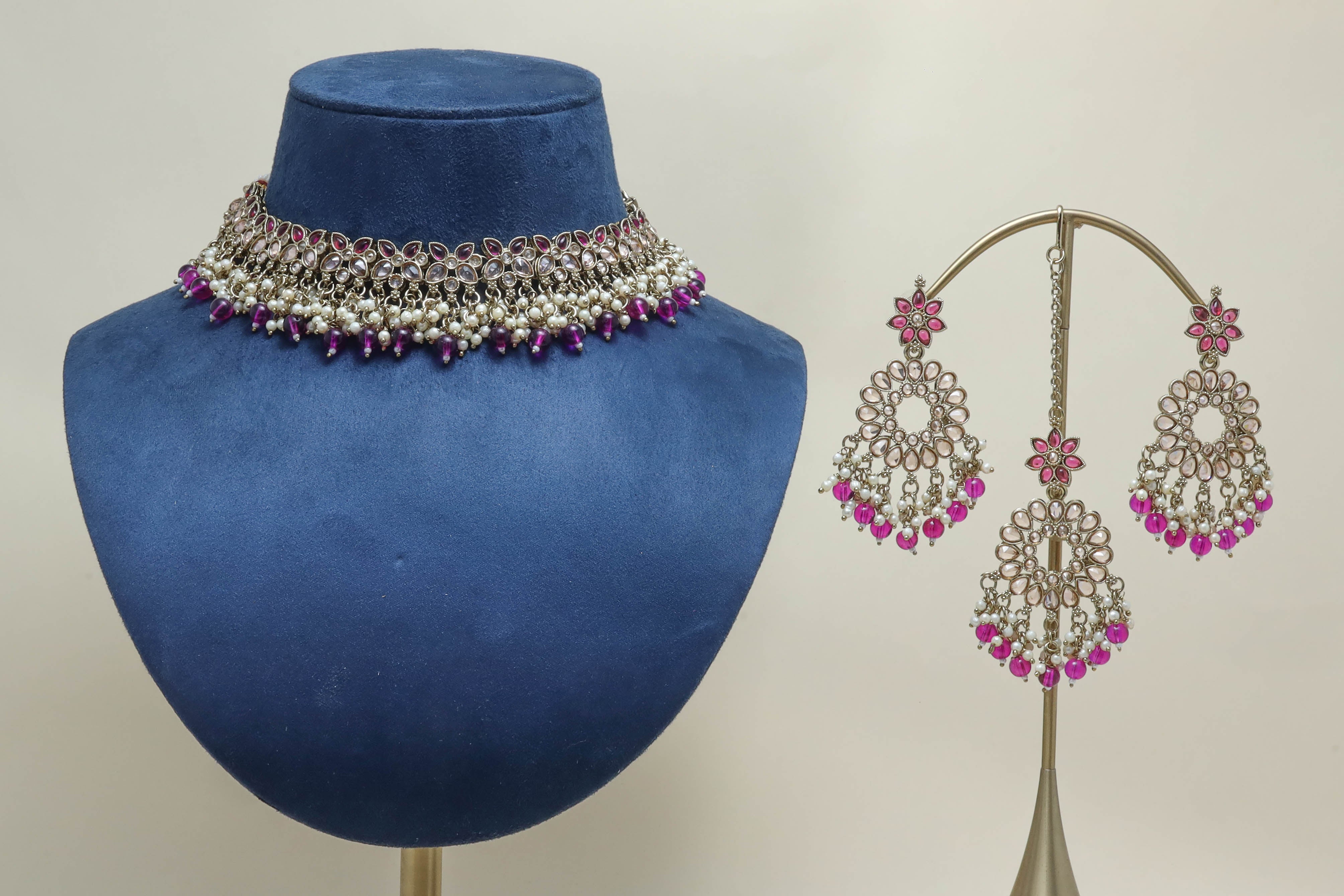 ARADHYA POLKI Full Set Jewelry - Exquisite Indian Bridal Necklace Set for Weddings & Special Occasions