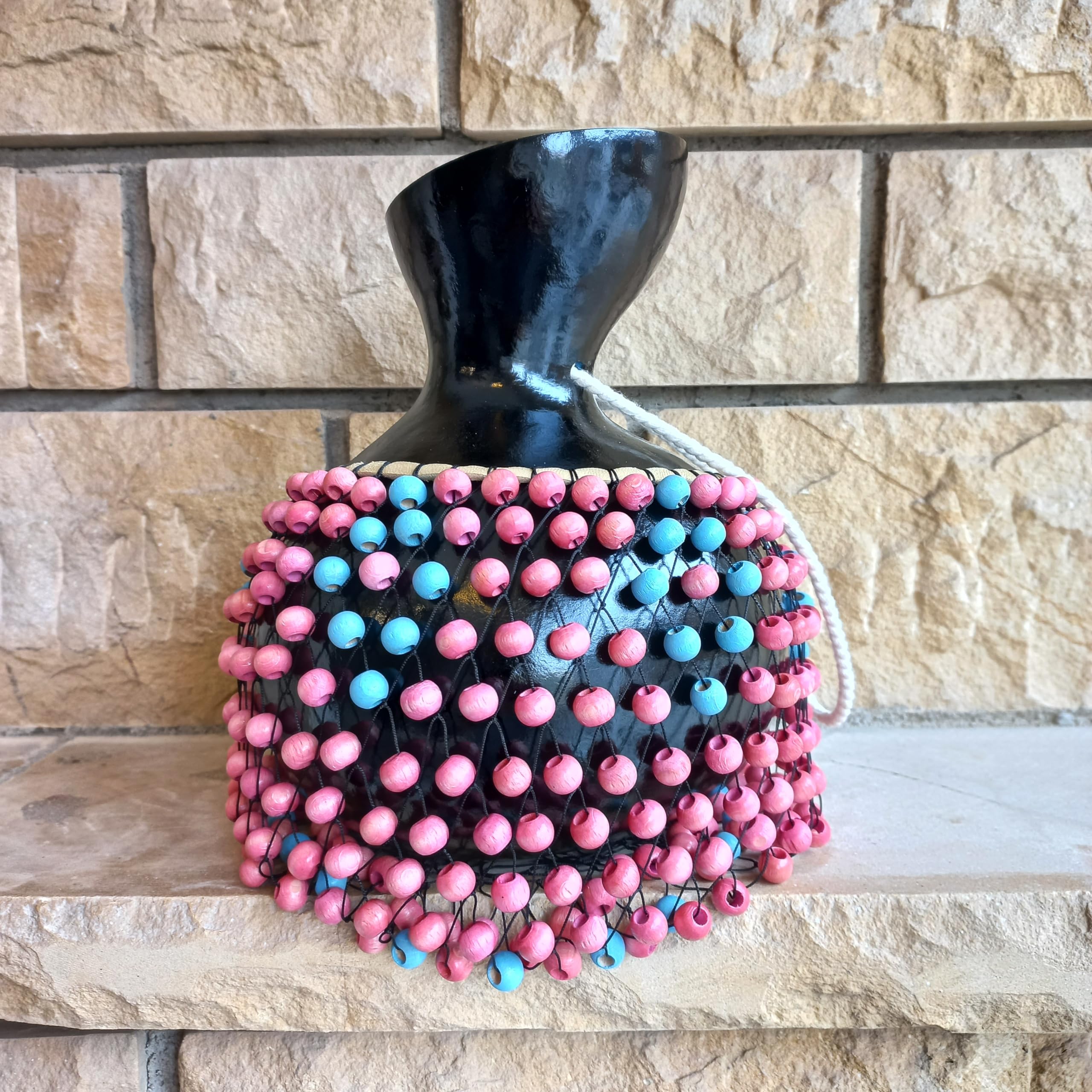 Colorful Beaded Gourd Rattle - Authentic Latin Percussion Instrument (Xequere Abe) - Perfect Musical Gift for Women & Music Lovers - Great for Samba, Bossa Nova & Afro-Cuban Music Performances