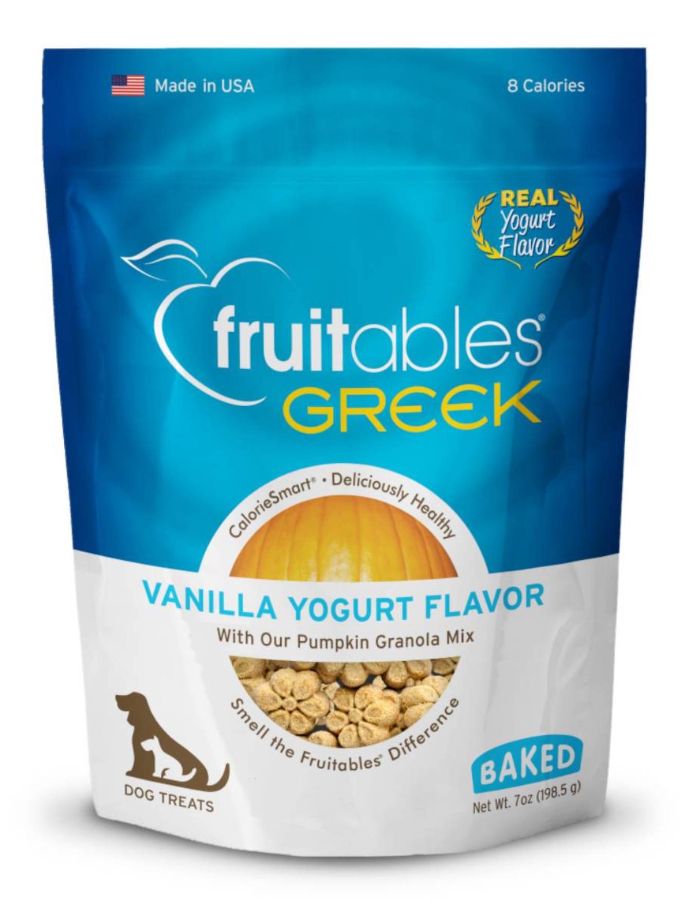 Fruitables Greek Vanilla Yogurt Flavor Crunchy Dog Treats - Healthy Natural Snacks for Small & Large Dogs - Perfect for Training, Rewards & Dental Care