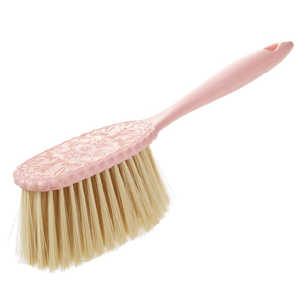**Long Handle Carpet Cleaning Brush with Plastic Handle - Pink Dust & Scrubbing Brush for Carpets, Sofas, and Floors - Hanging Design for Easy Storage**