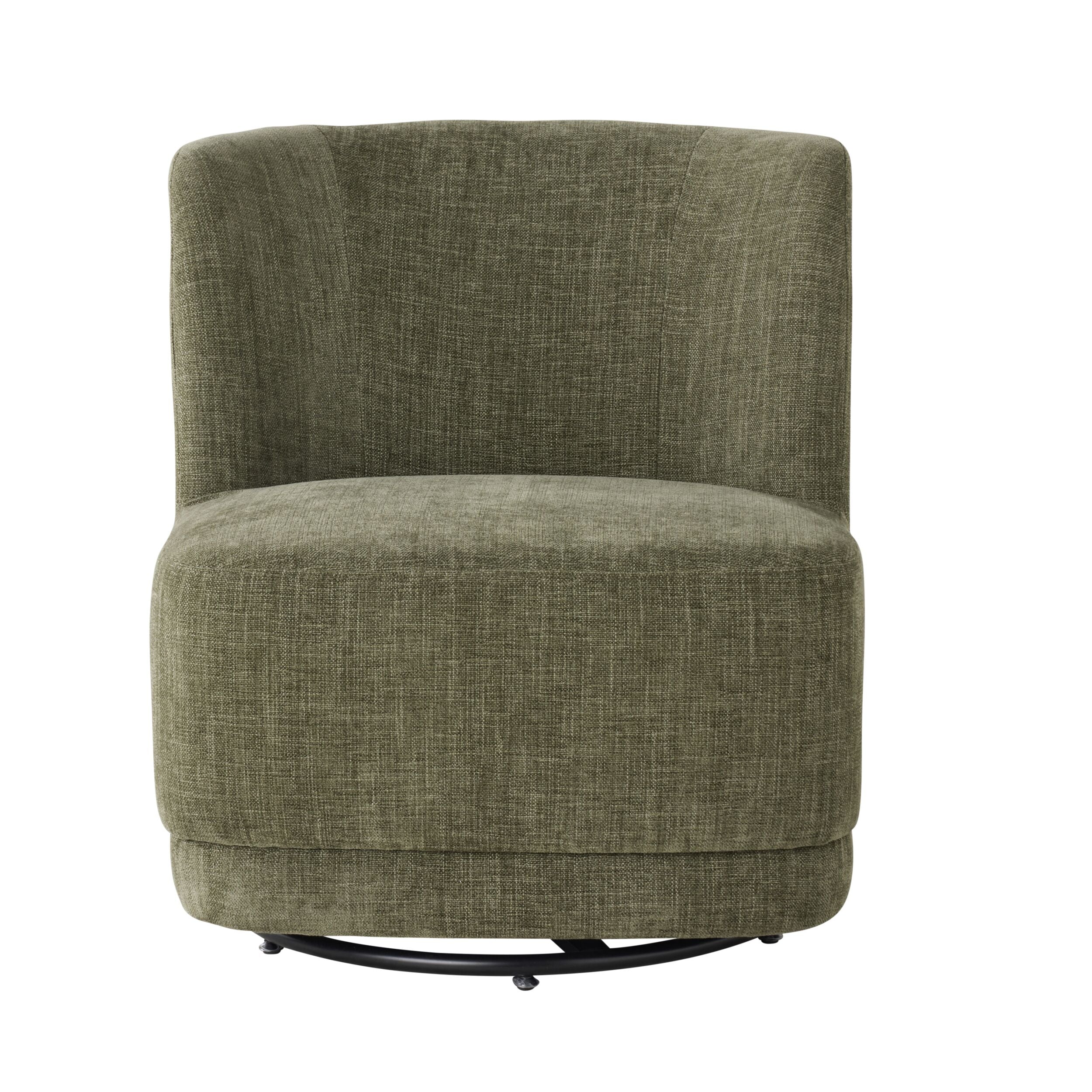 Amala Swivel Occasional Chair - Modern Fern Green Woven Fabric Accent Chair for Living Room, Bedroom, or Office - Perfect for Reading Nook, Lounge Area & Home Decor
