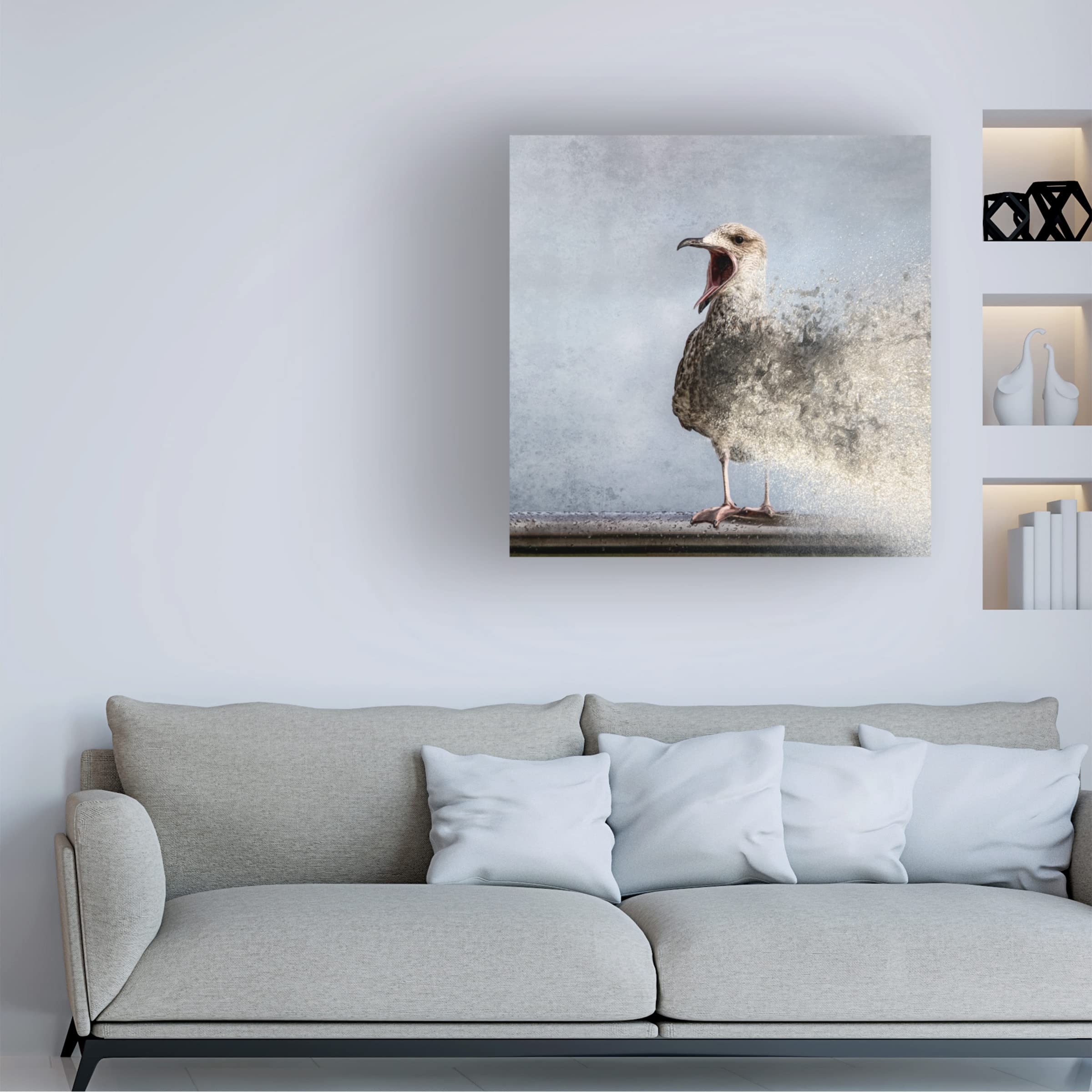 Bruno Flour 'Waterbird' Canvas Wall Art Print - Modern Nature Home Decor for Living Room, Bedroom & Office - Handmade Fine Art Painting