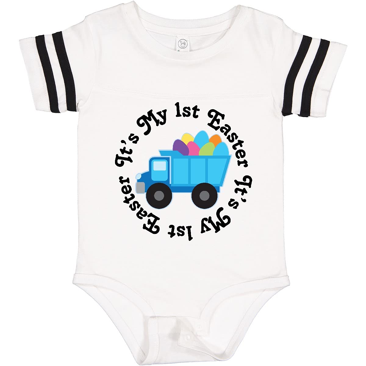 Inktastic 1st Easter Egg Truck Baby Bodysuit - Cute Easter Outfit for Infants, Soft Cotton Onesie for Boys & Girls - Perfect for Easter Photos, Church, Family Gatherings & Spring Celebrations