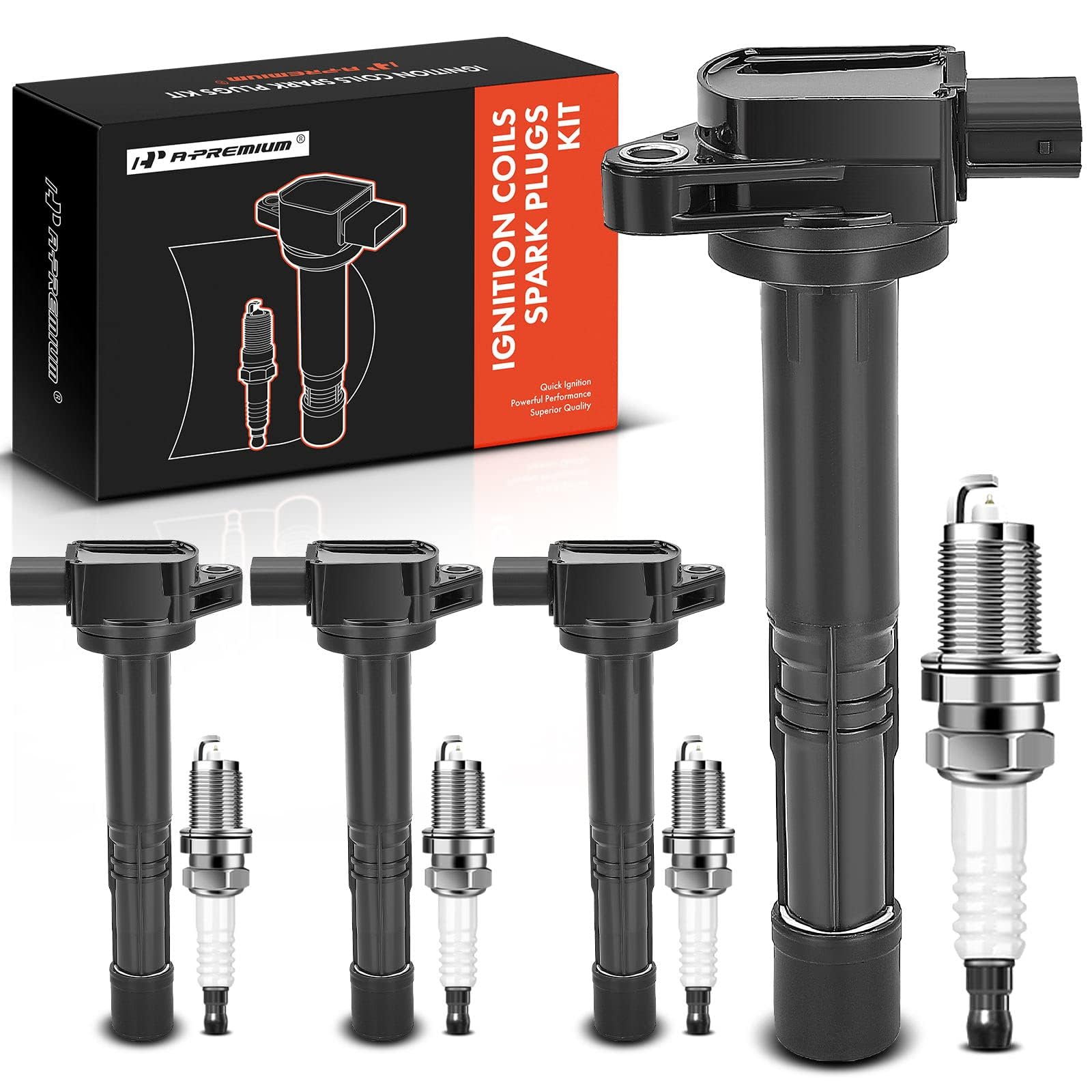 4-Pack High Performance Ignition Coil & Iridium Spark Plugs for 2004-2008 Acura TSX 2.4L - Direct Replacement Parts for Smoother Acceleration & Better Fuel Efficiency - Perfect for DIY Auto Repair & Engine Maintenance