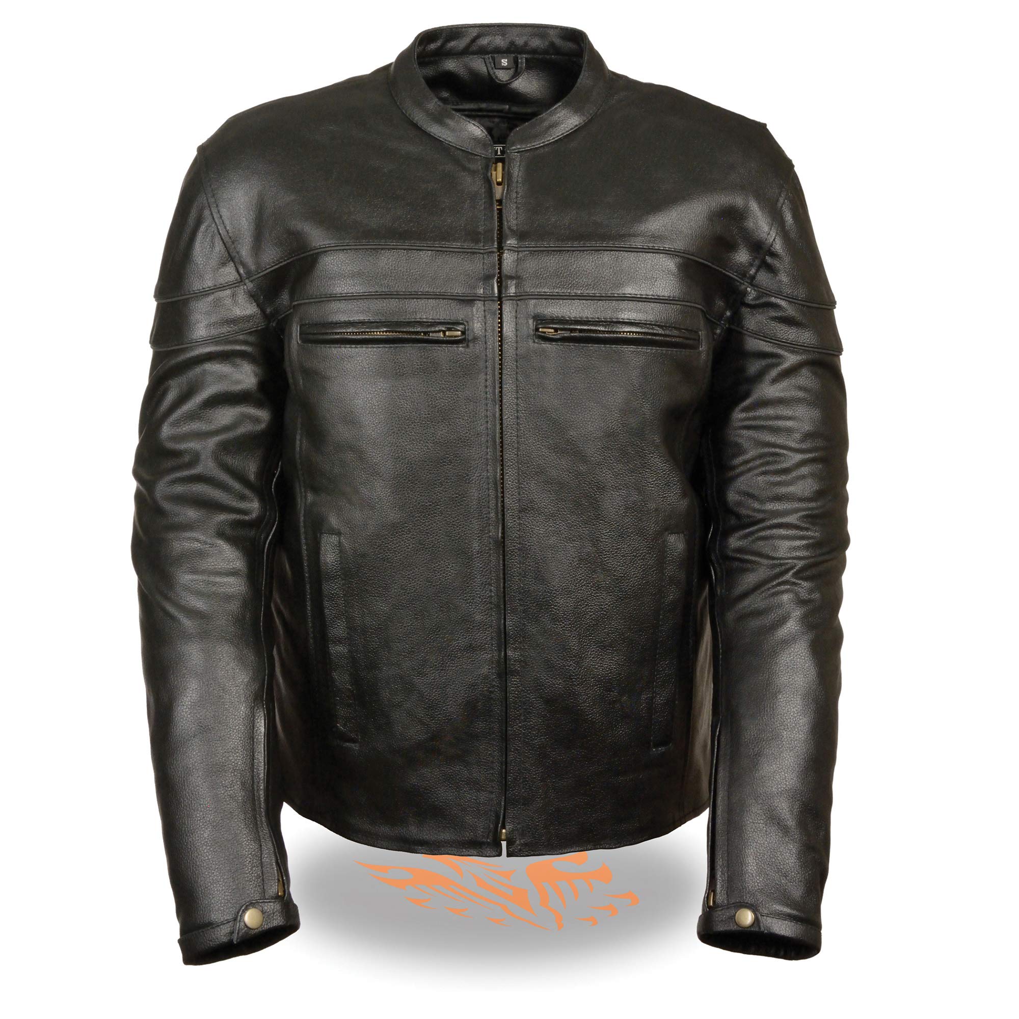 Men's Genuine Leather Sporty Scooter Crossover Jacket - Black | Windproof & Stylish Outerwear for Urban Commuting & Motorcycle Riding
