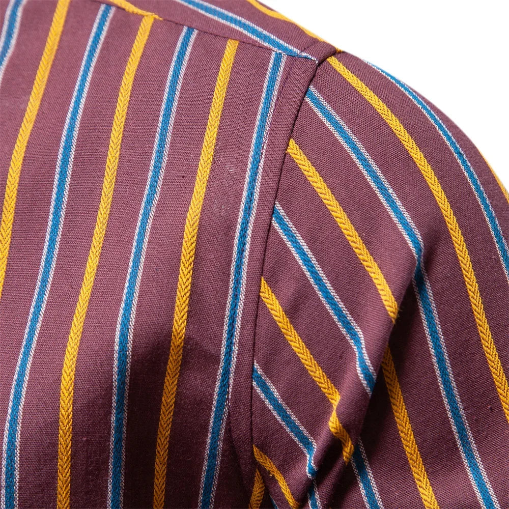 100% Cotton Striped Long Sleeve Button Down Shirt for Men - Classic Business Casual Wear for Office, Dating & Social Events | Fall Fashion Essential