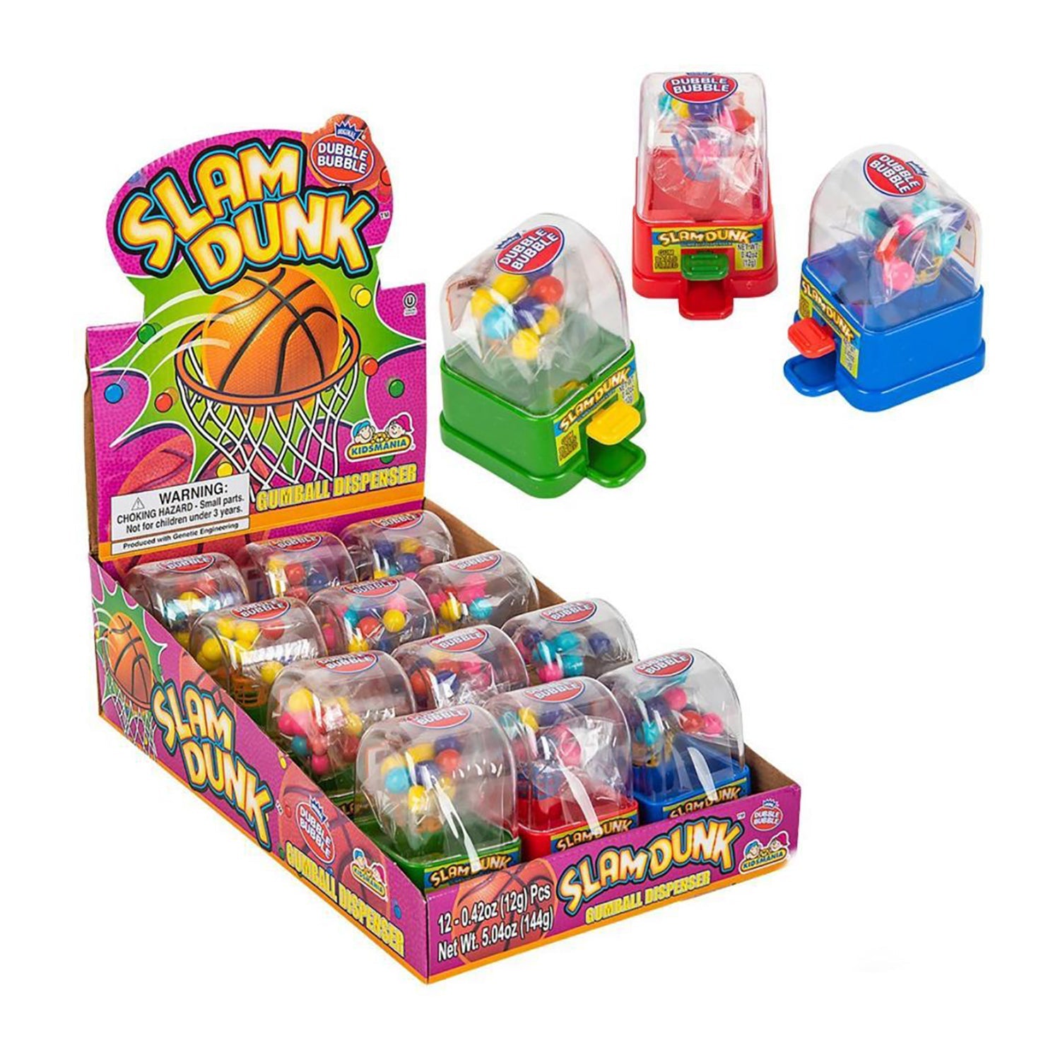 Dubble Bubble Slam Dunk Bubble Gum - 12 Count Box | Fun Chewing Gum for Kids, Parties, and Sports Events