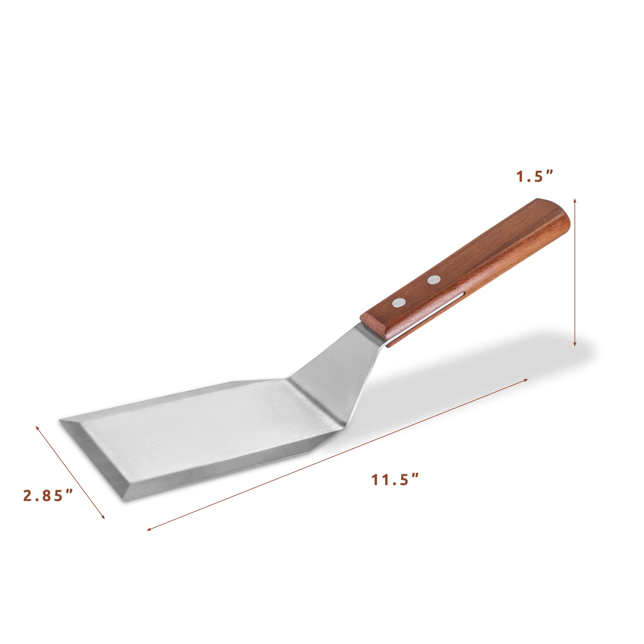 Bellemain Heavy Duty Stainless Steel Spatula with Beveled Edges & Hardwood Handle - Large Metal Turner for Cast Iron Skillet, Flat Top Grill, Griddle - Perfect for Flipping Burgers, Pancakes, Eggs & More - Commercial & Home Kitchen Use
