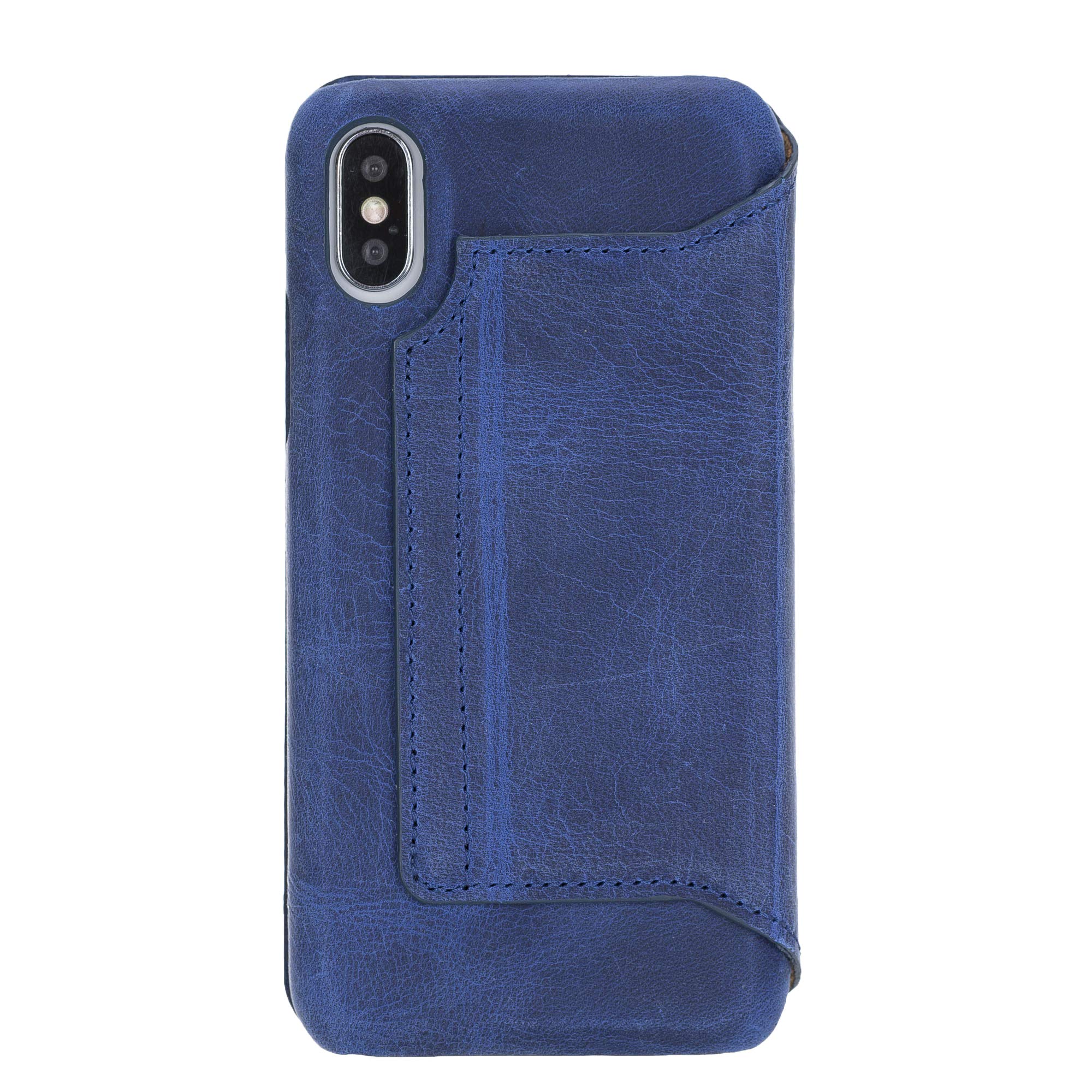 Venito Venice Slim iPhone X/XS Case with Stand, Wallet & RFID Blocking - Self-Closing Magnetic Cover (Antique Dark Blue) - Perfect for Travel, Work & Everyday Protection