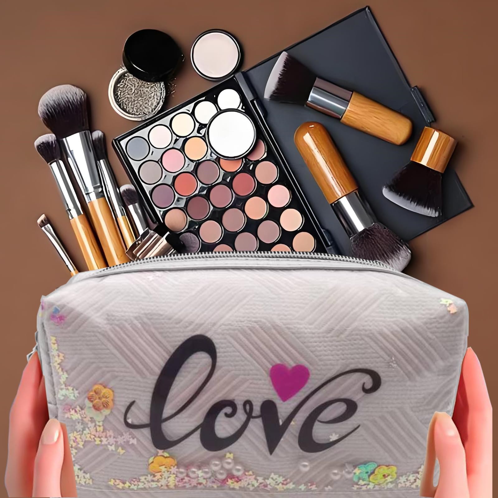 Waterproof Travel Makeup Bag - Large Capacity Cosmetic Organizer with Zipper & Handle - Portable Toiletry Case for Women - Perfect for Airplane, Gym & Vacation (2 Pack)