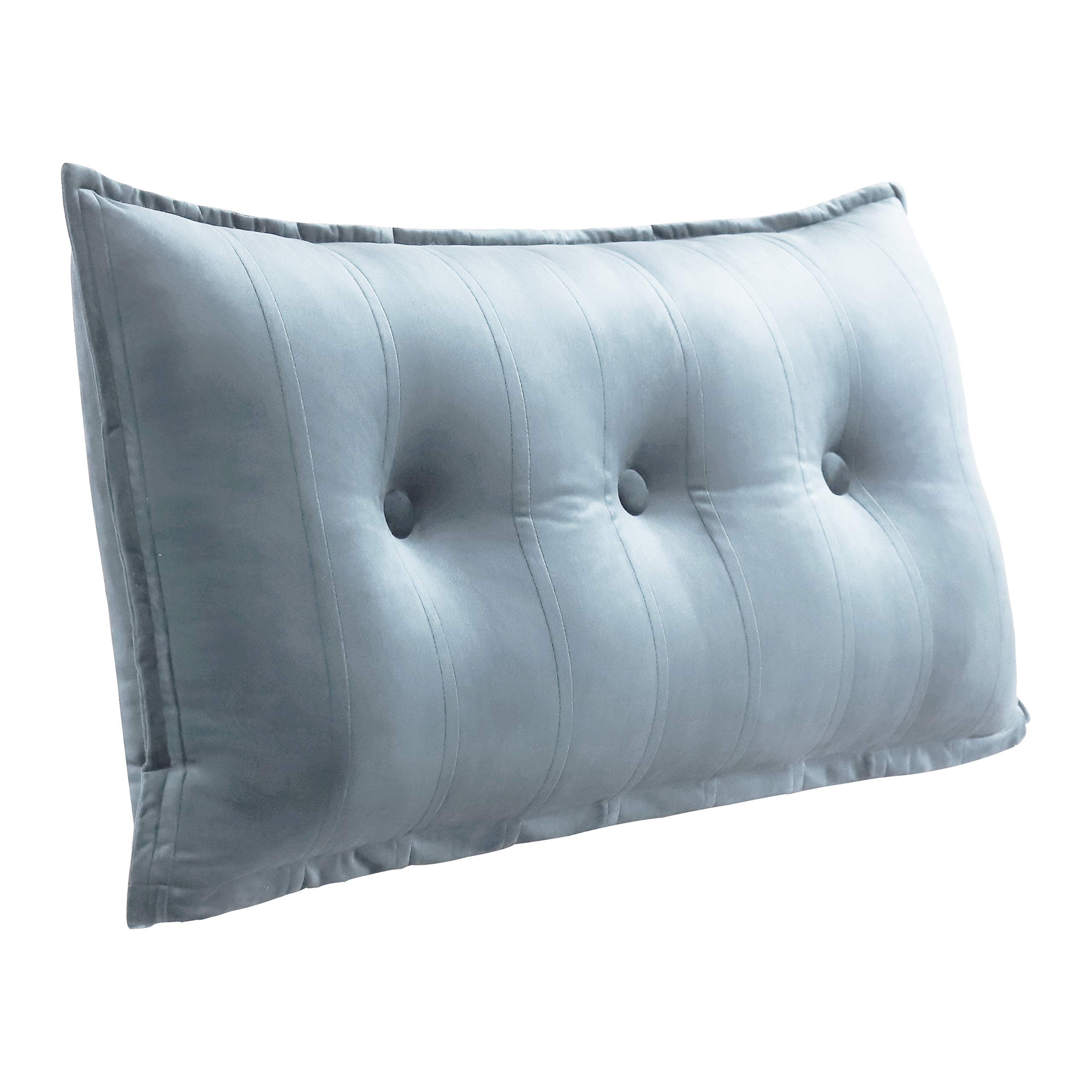 WOWMAX Rectangular Velvet Headboard Pillow - Grey Twin Size, Back Rest & Support Cushion for Sitting in Bed, Reading, Daybeds - Soft Bolster Pillow for Comfortable Bedroom & Living Room Use