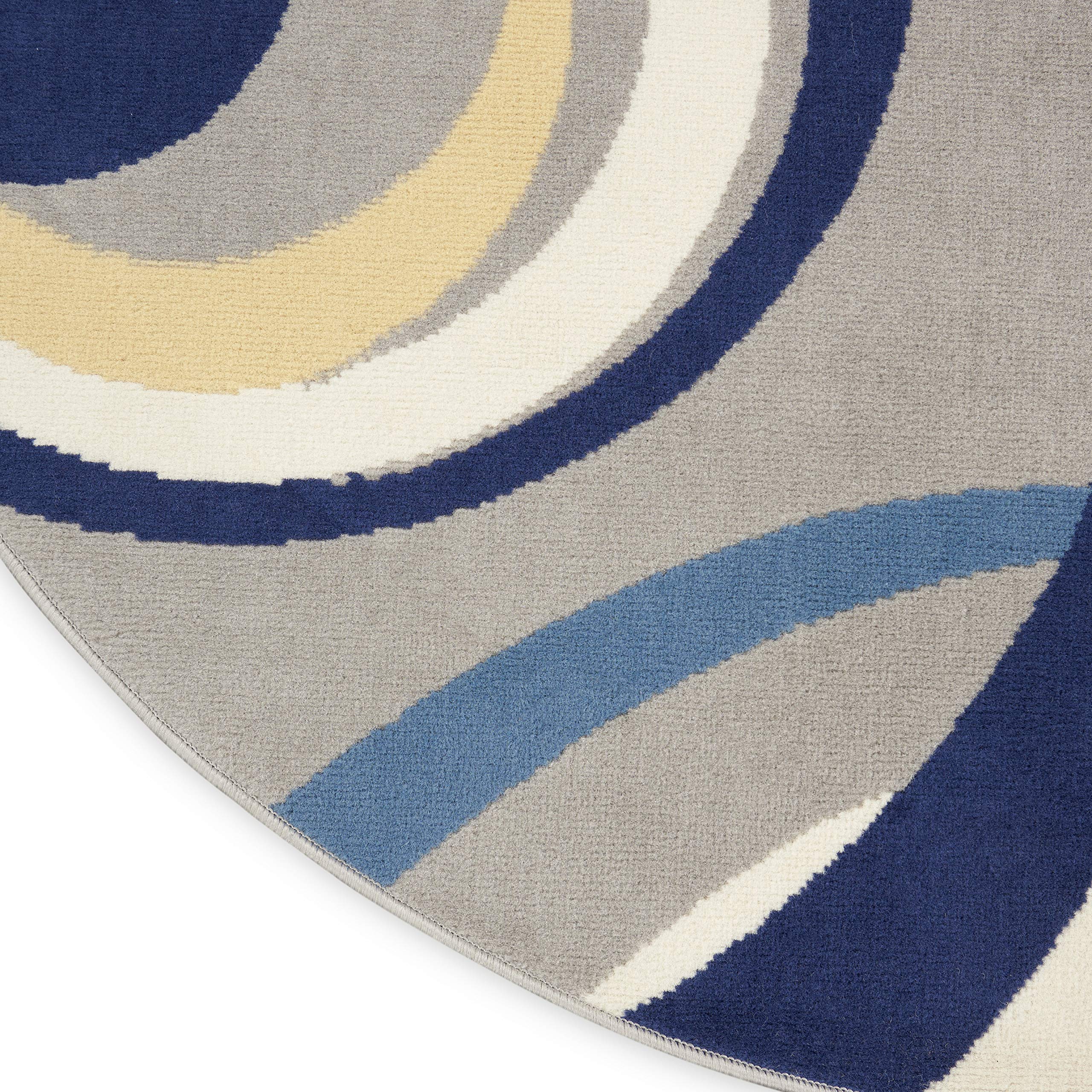 Nourison Grafix Geometric Grey 8' Round Area Rug - Non-Shedding, Easy to Clean - Perfect for Bedroom, Living Room, Dining Room & Kitchen Decor - Modern Home Floor Covering for Cozy Spaces