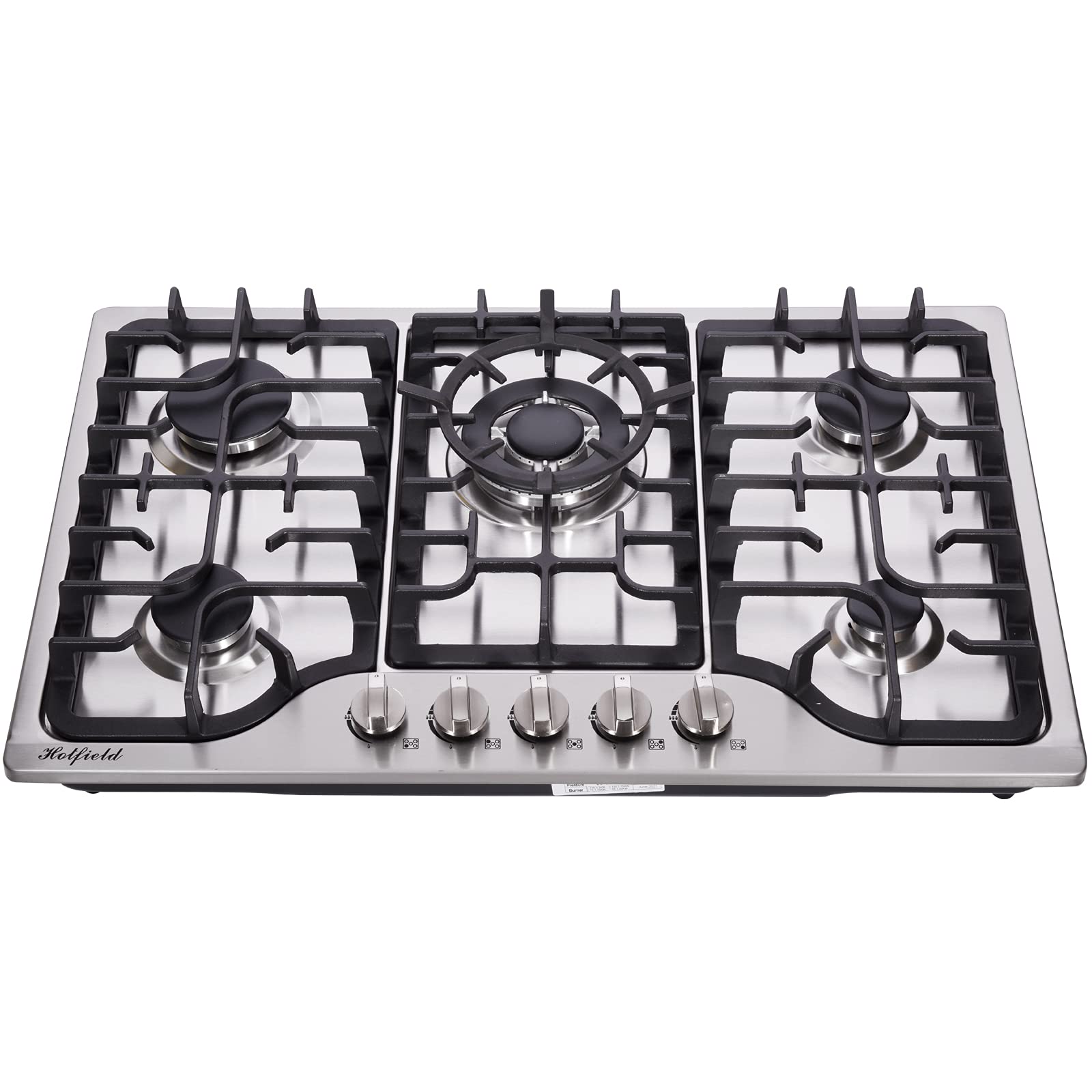 30 Inch Stainless Steel 5-Burner Gas Cooktop - Dual Fuel (NG/LPG Convertible) Stovetop - HF57042 Model - Perfect for Home Kitchens & Professional Cooking Spaces