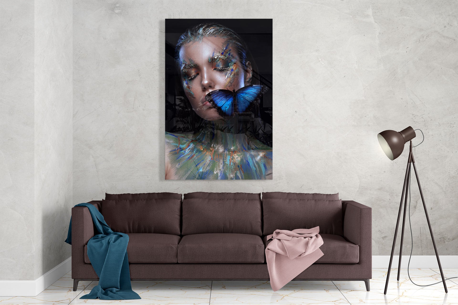 Blue Painted Woman Statue - Handcrafted Home Decor for Living Room, Bedroom & Garden - Perfect Gift for Housewarming & Birthday