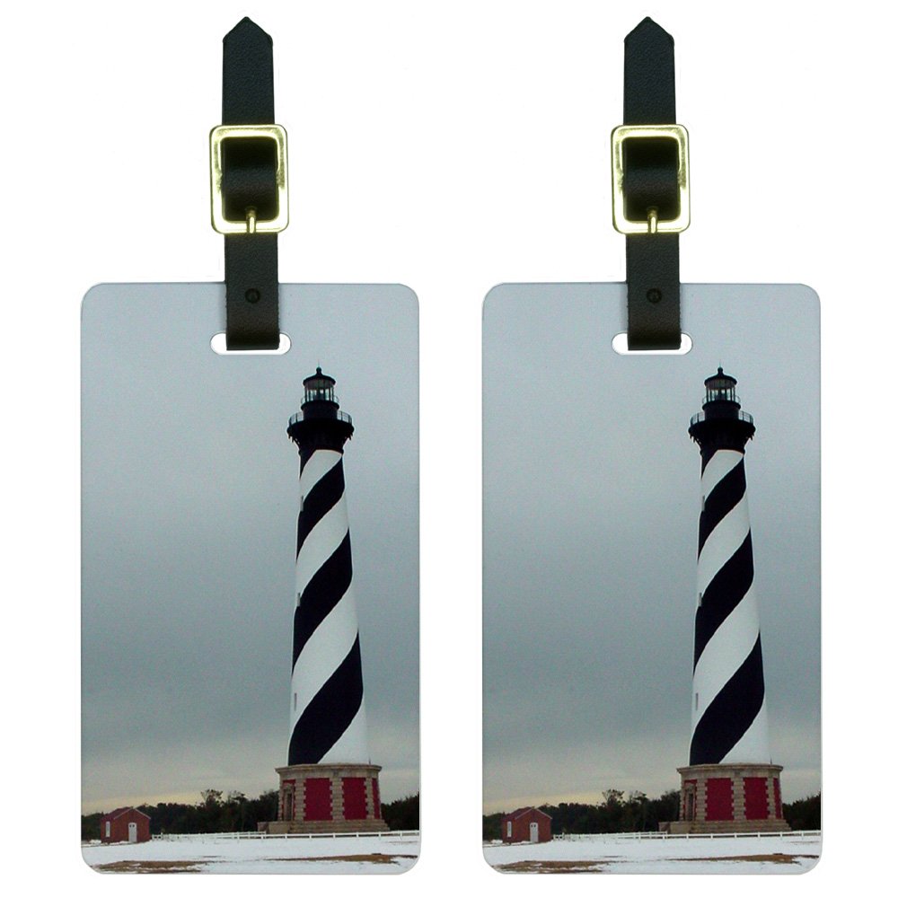 **Premium Cape Hatteras Lighthouse NC Luggage Tags – Durable Suitcase ID Set of 2 for Travel & Vacation – Perfect for Airports, Cruises & Backpacking**