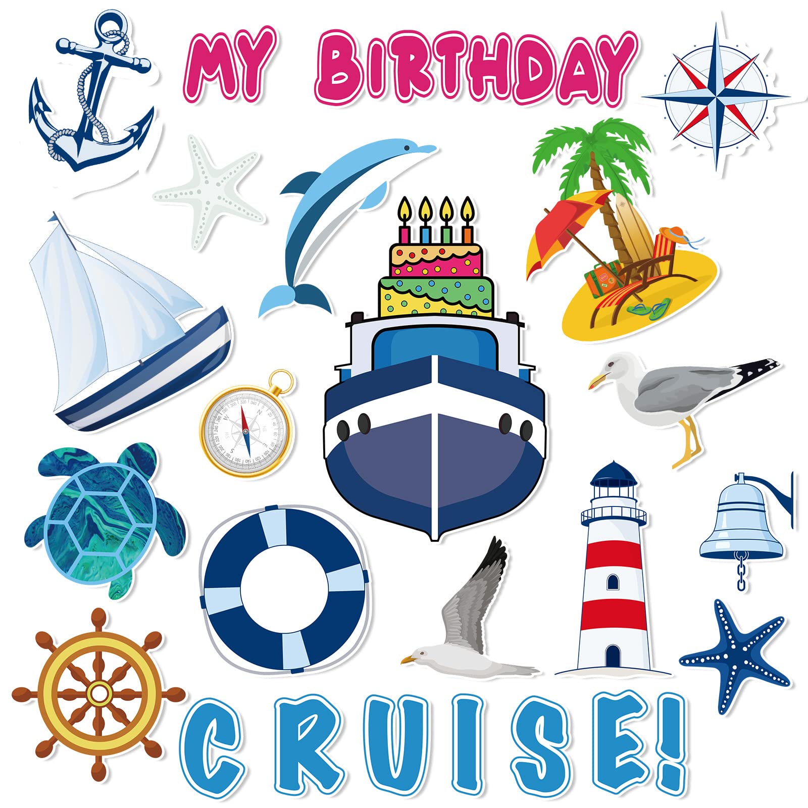 25 Pcs Cruise Door Magnetic Decorations - Funny Birthday Cruise Ship Magnets for Cabin, Car & Refrigerator - Anchor Themed Fridge Stickers for Carnival Party & Cruise Ship Celebrations - Perfect for Cruise Vacations, Birthday Surprises & Home Decor