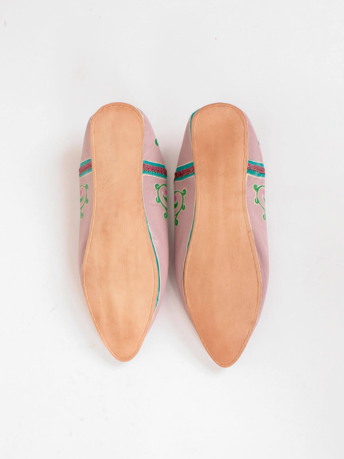 Hand Painted Leaf Moroccan Babouche Slippers - Soft Comfortable House Shoes for Women in Lilac | Perfect for Home, Lounge & Boho Chic Outfits