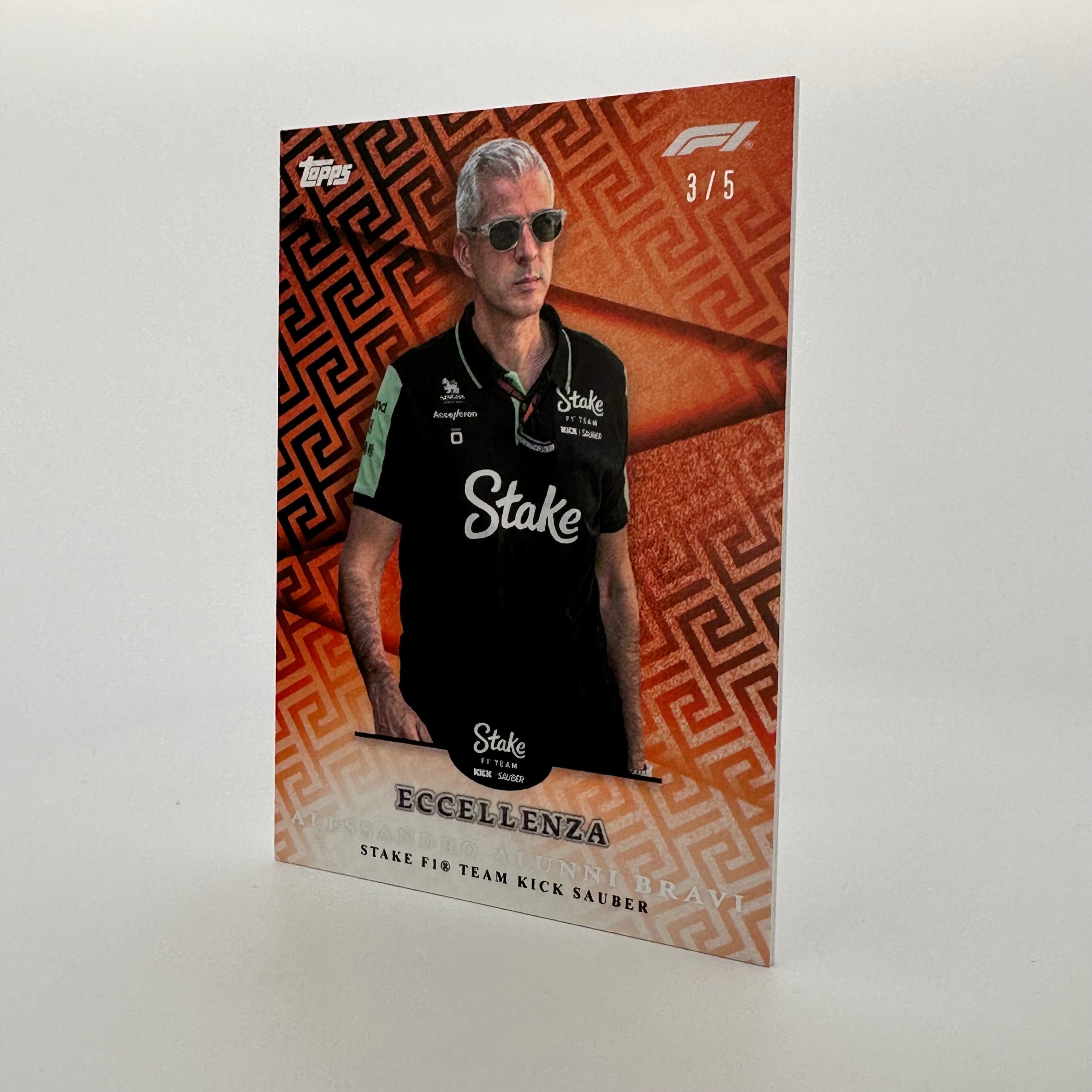 2024 Topps Eccellenza F1 Alessandro Alunni Bravi Orange Principal Racing Card - Limited Edition Formula 1 Collectible for Sports Memorabilia Fans and Racing Enthusiasts - Perfect for Display, Trading, and Gift Giving