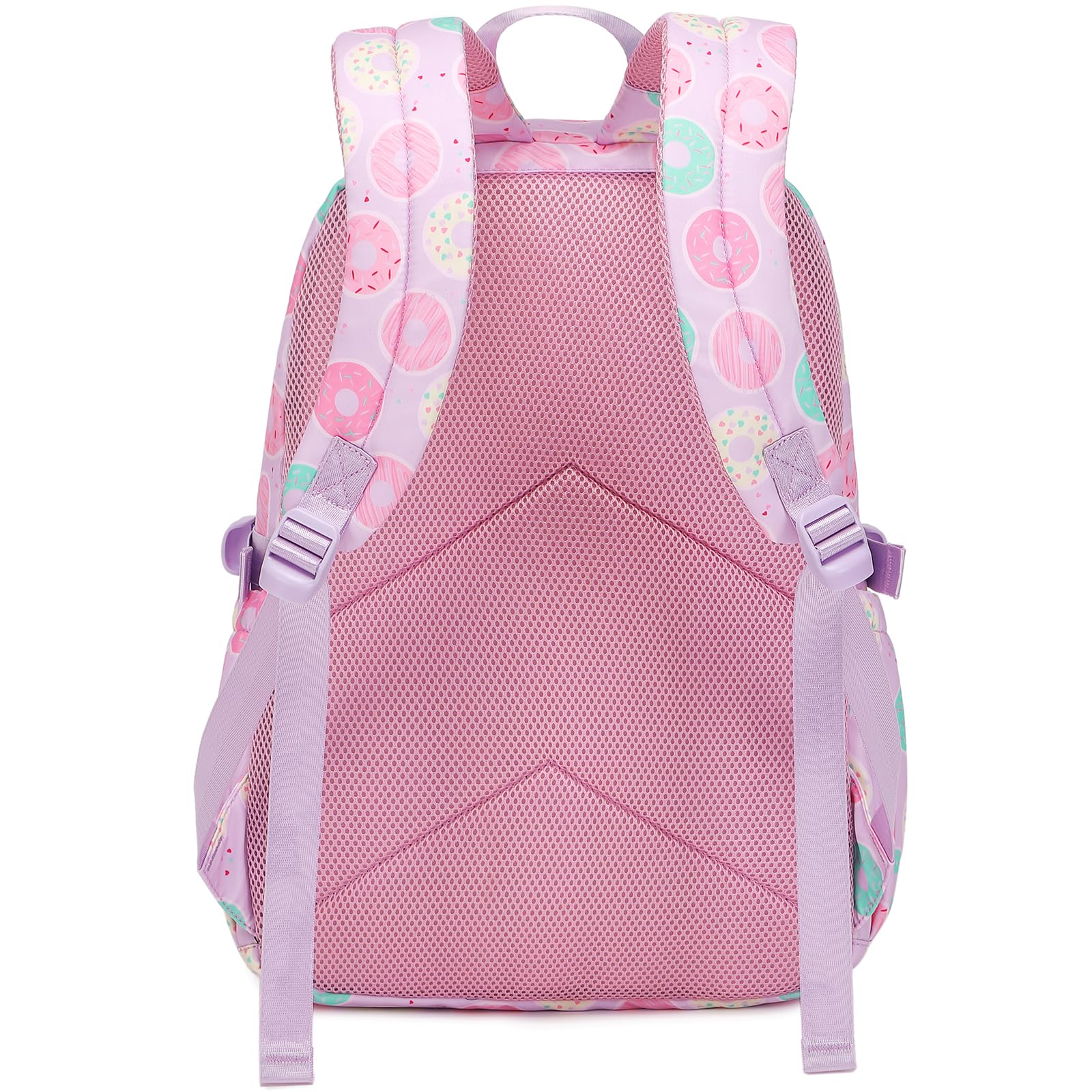 Sugaroom Girls Backpack with Lunch Box - Cute Donut Purple School Bag for Elementary & Teen Girls - Perfect for School, Travel & Daily Use
