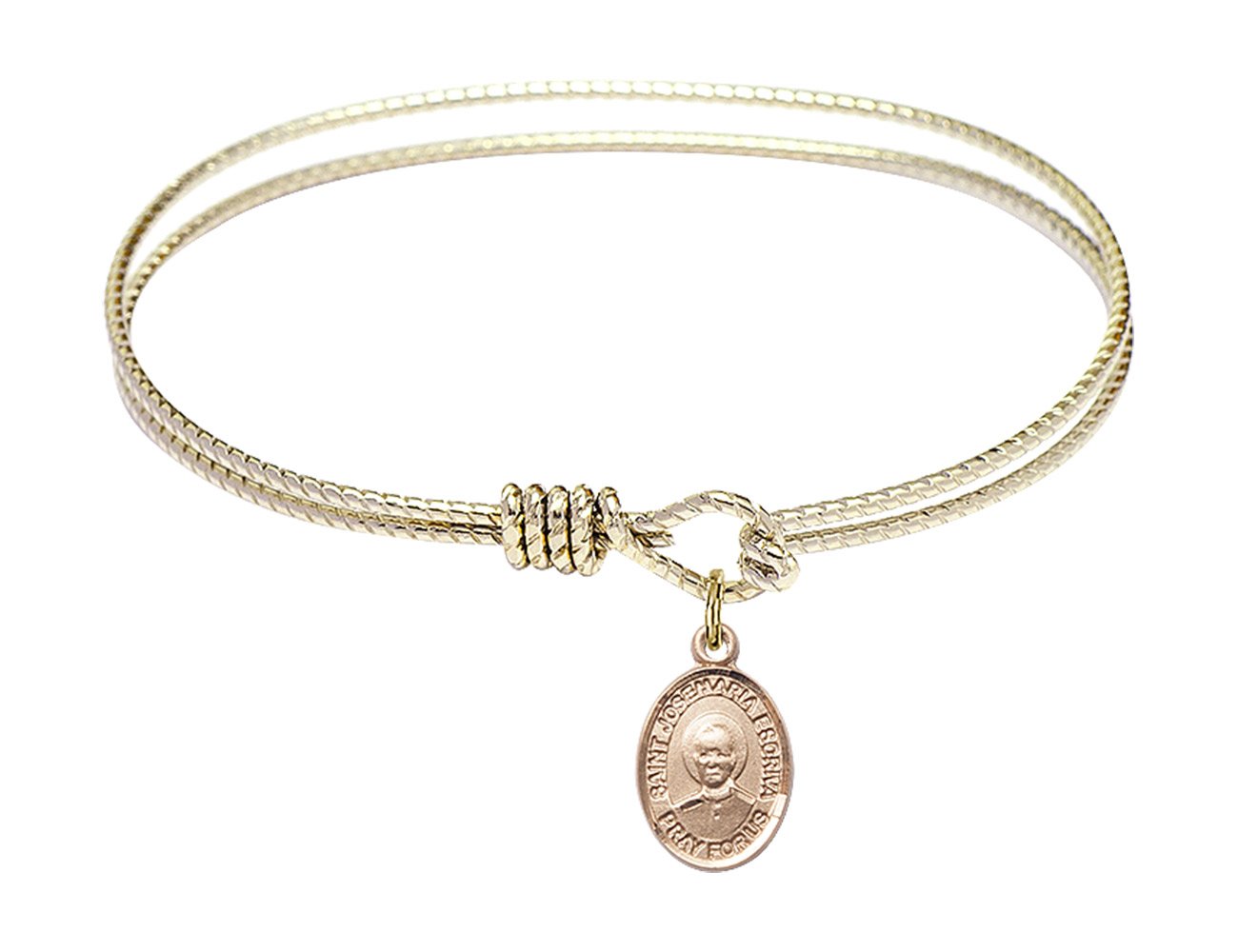 F A Dumont 6 1/4 Inch Oval Eye Hook Bangle Bracelet with St. Josemaria Escriva Charm - Elegant Religious Jewelry for Women, Perfect for Church, Weddings & Daily Wear