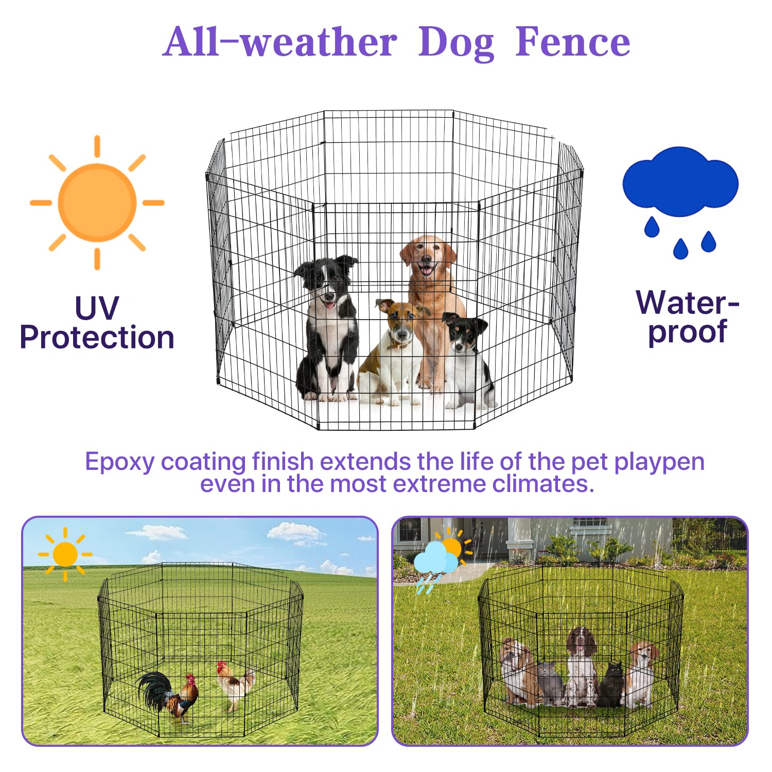 Foldable Metal Dog Playpen - 8 Panel 24