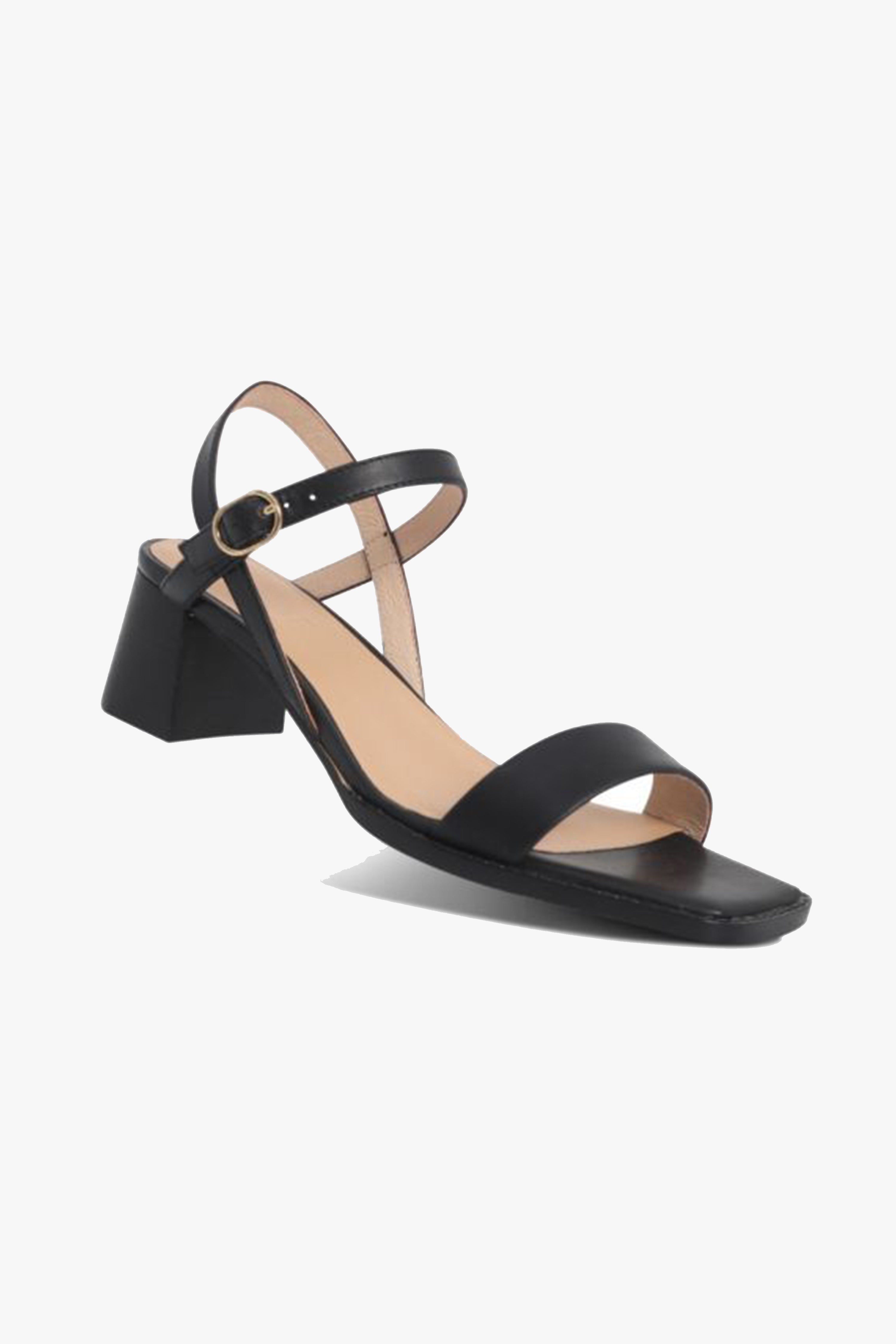 Alisia Women's Black Square Toe Ankle Strap Mid Heel Dress Sandals - Perfect for Office, Party & Evening Events
