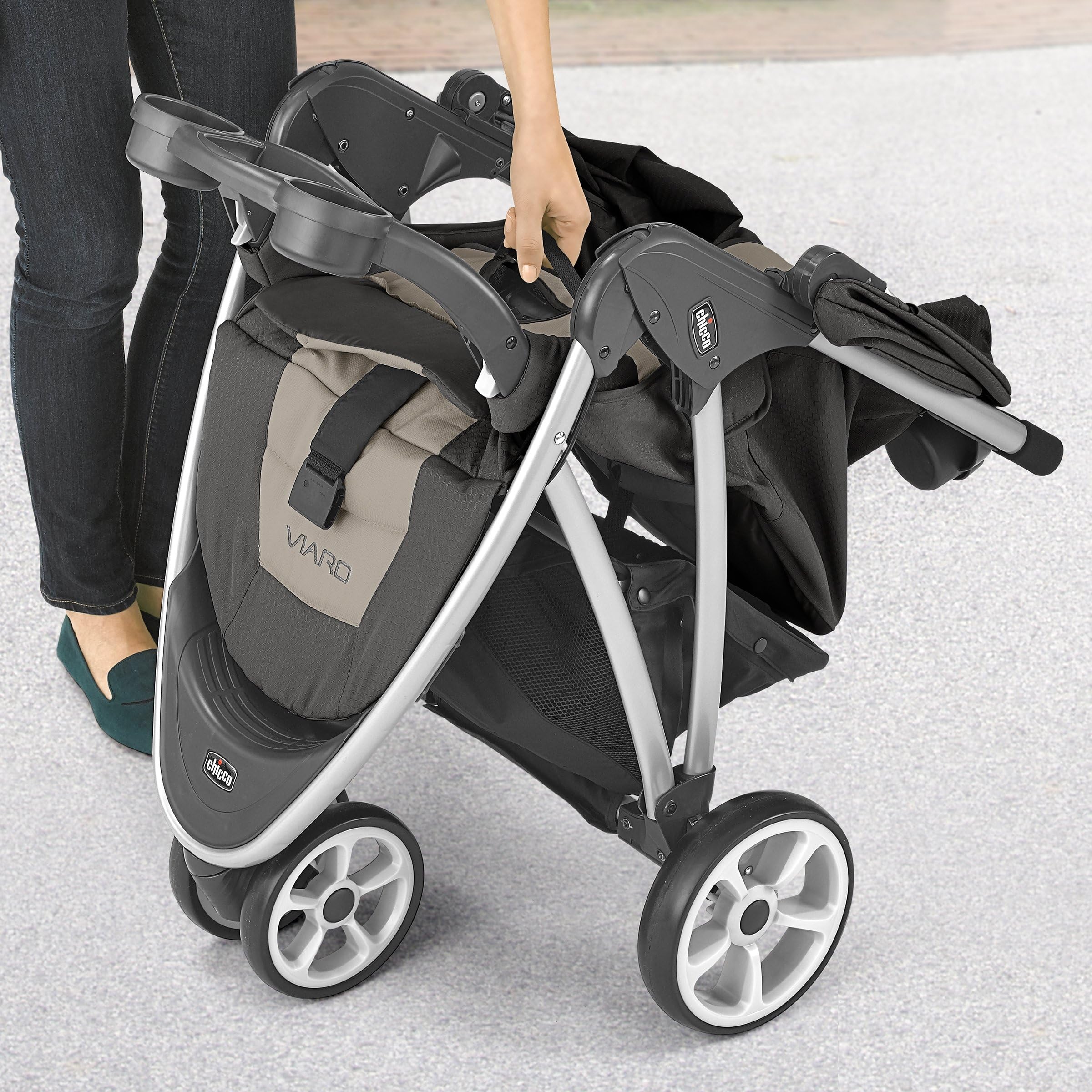 Viaro Quick-Fold Travel System with Infant Car Seat & Base - Lightweight Stroller & Car Seat Combo for Newborns | Black/Black | Perfect for Air Travel, Road Trips & Daily Use