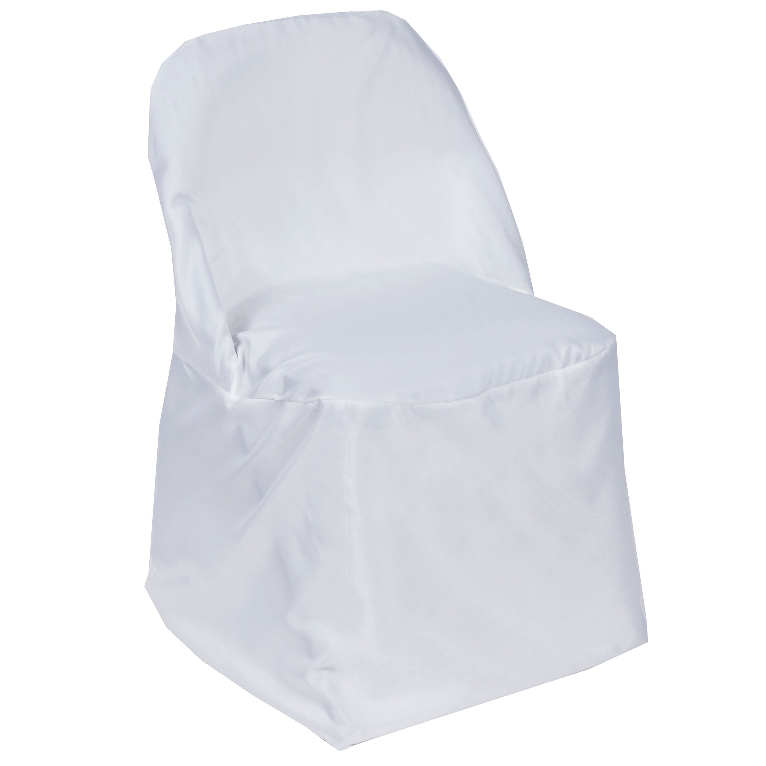 50-Pack White Round Polyester Chair Covers - Washable Folding Seat Covers for Wedding, Party, Banquet & Reception Decorations - Perfect for Dining Events, Ceremonies & Home Decor