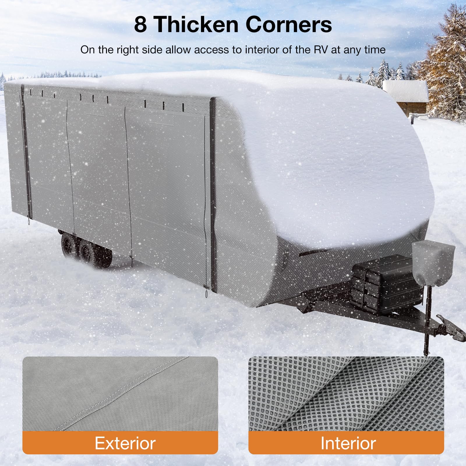 Upgraded RV Cover - Heavy Duty Travel Trailer Cover for 22'-24' Motorhomes | Waterproof, Windproof, UV Protection & Snow Resistant with Jack & Tire Covers | Perfect for Winter Storage & Outdoor Protection