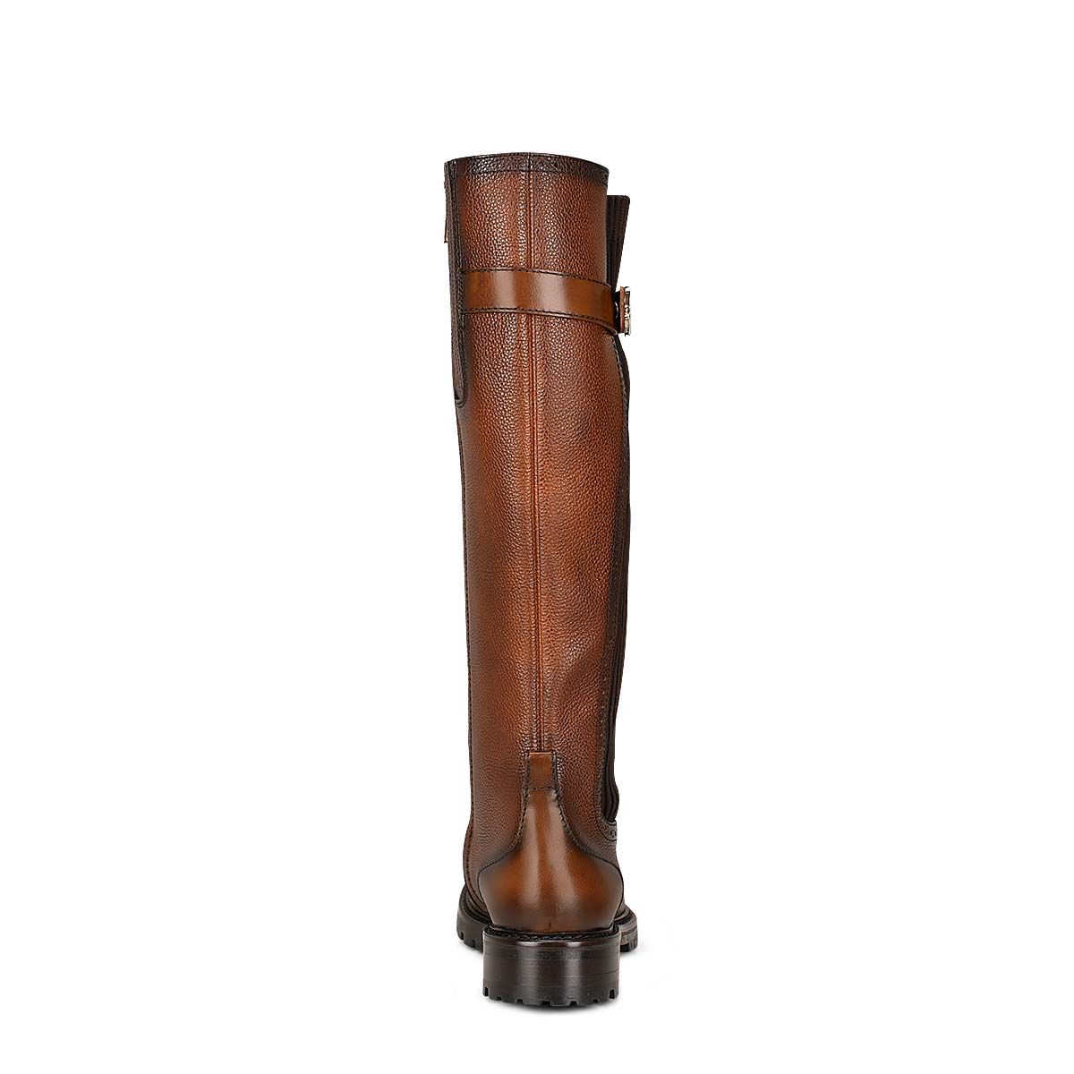 Franco Cuadra Women's Brown Casual Leather Riding Boots - Comfortable & Stylish for Horseback Riding, Motorcycle & Everyday Wear