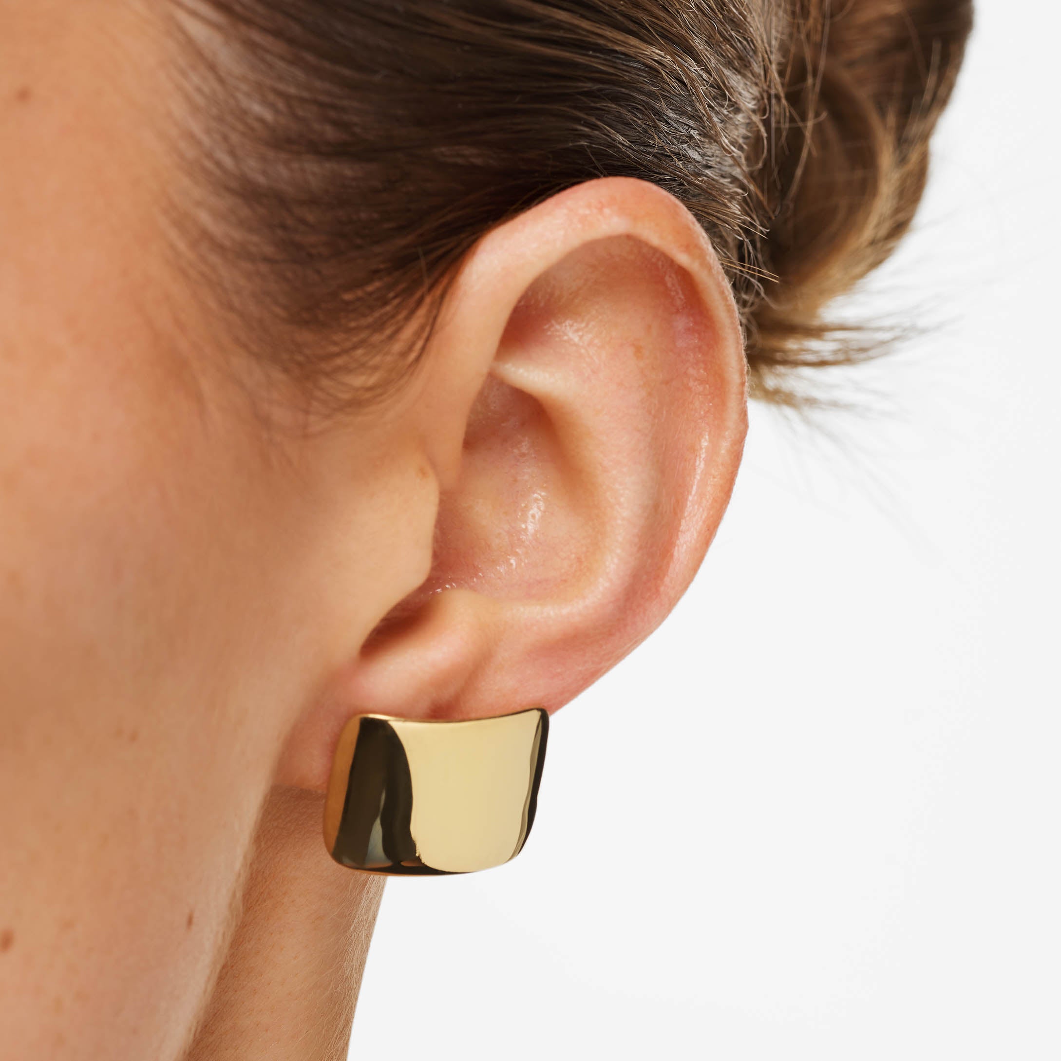 Gold Square Dome Stud Earrings for Women - Minimalist Geometric Jewelry for Everyday Wear & Special Occasions