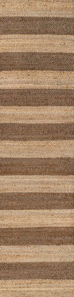 Jayden Rustic Farmhouse Woven Jute Stripe Area Rug - Non-Slip Natural Fiber Floor Mat for Living Room, Bedroom & Dining Room Decor