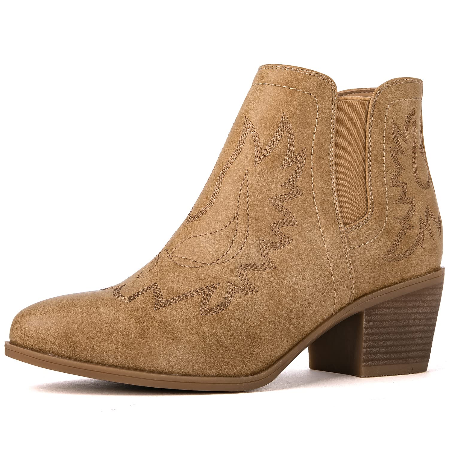 GLOBALWIN Women's Pull-On Ankle Boots - Western Cowboy Cowgirl Boots for Women | Comfortable & Stylish for Country Dancing, Rodeo, and Everyday Wear