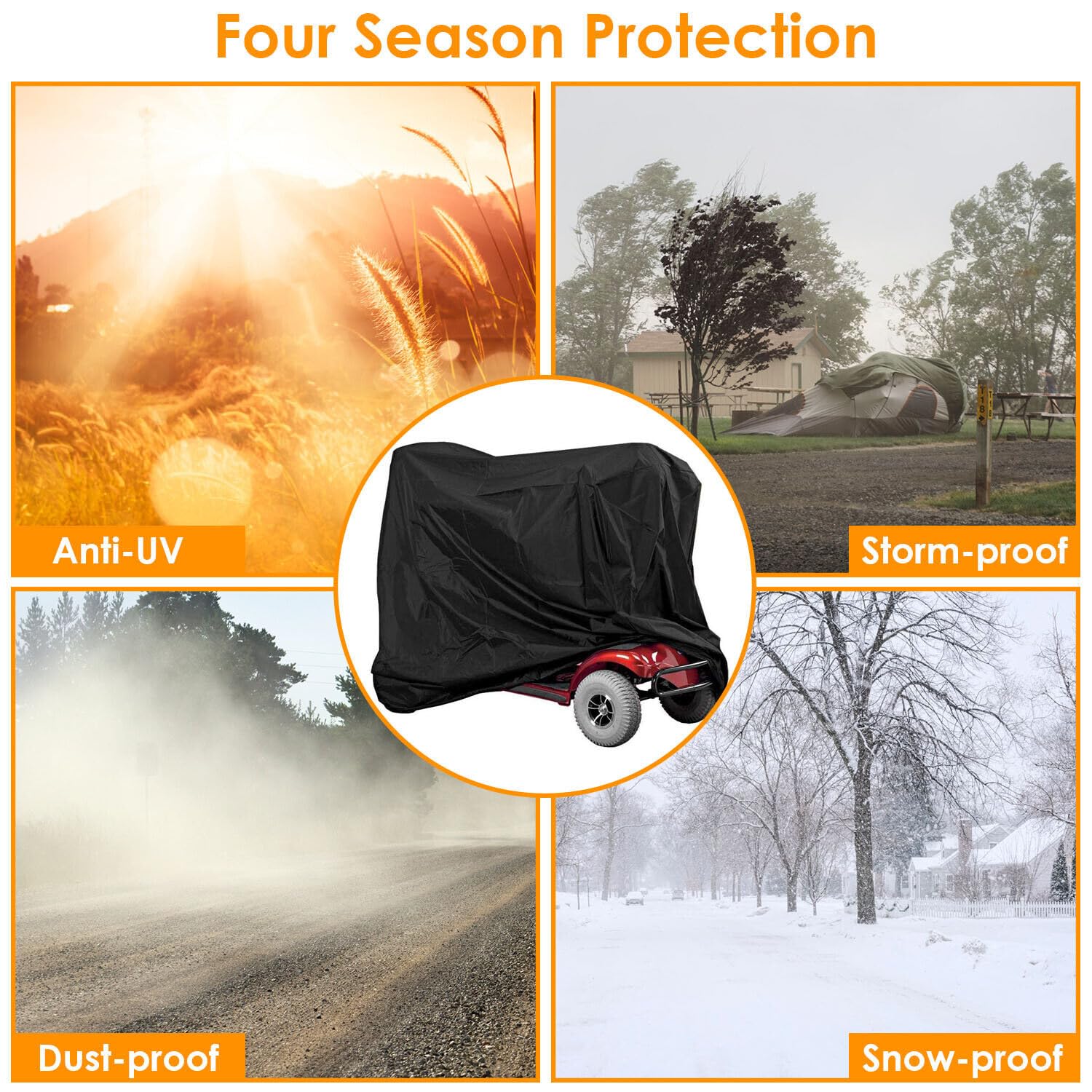 Waterproof Mobility Scooter Cover 210D Polyester - Fits Up to 66