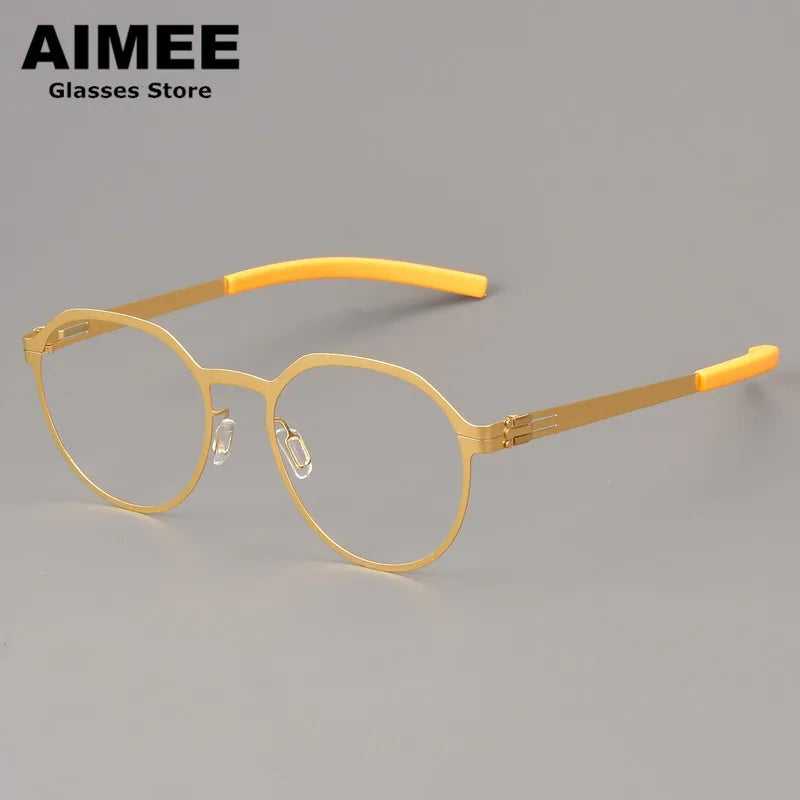 Aimee Women's Full Rim Flat Top Round Screwless Steel Eyeglasses Frame 13420 - Lightweight & Durable Eyewear for Work, Reading, and Everyday Fashion